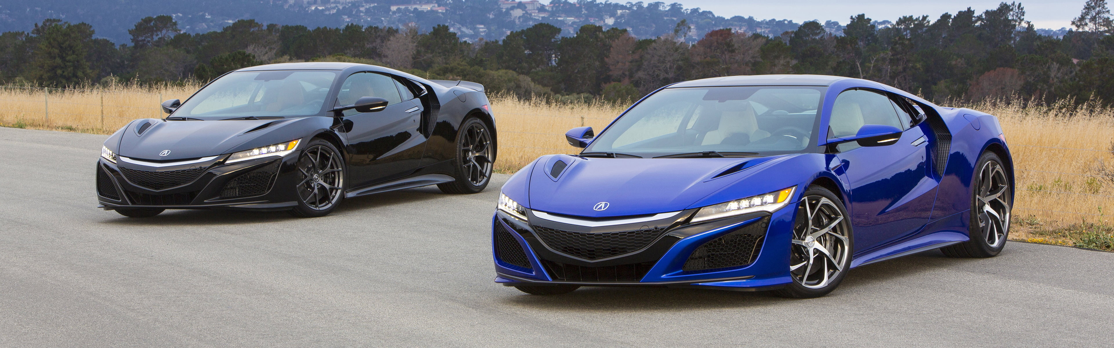 Acura NSX, Dual monitor wallpaper, Black and blue coupes, Stunning performance, 3840x1200 Dual Screen Desktop