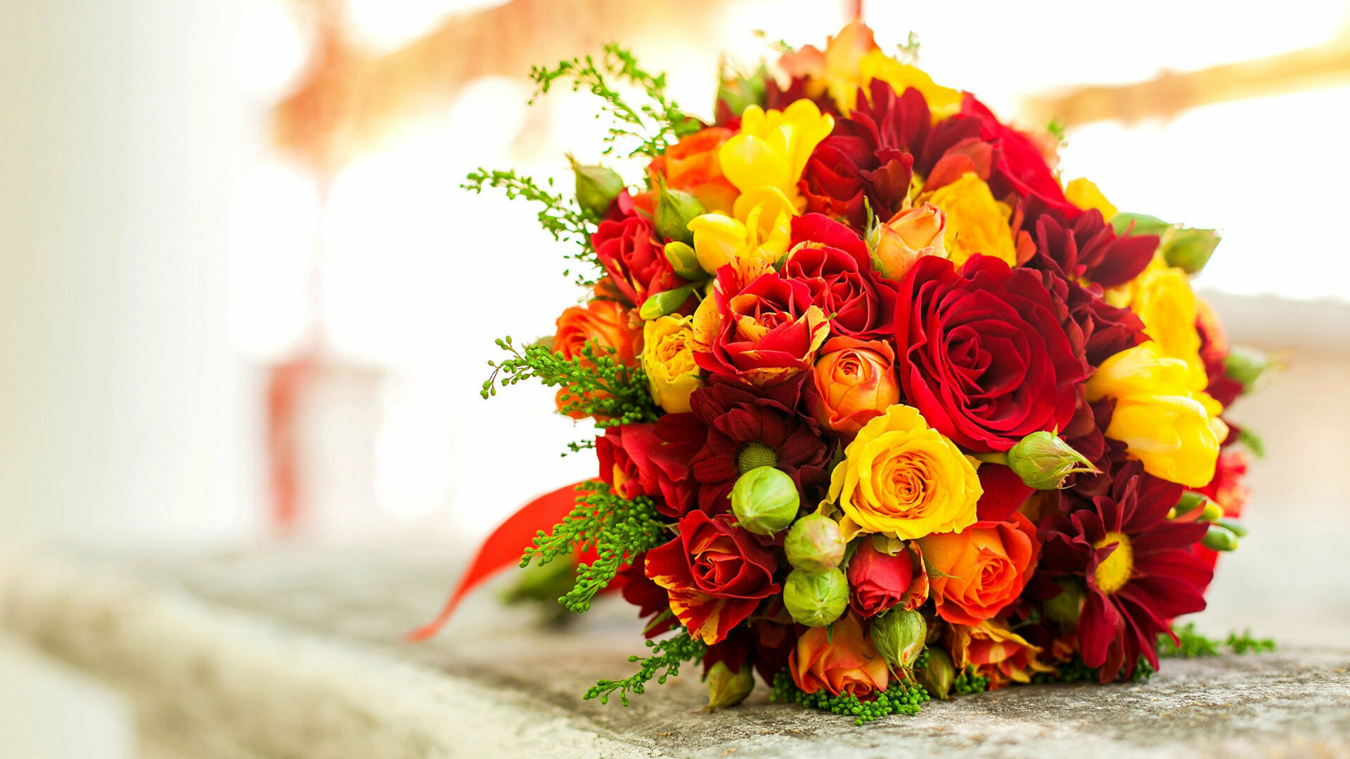 Flower Bouquet: Wedding ceremony supply, Cut flowers. 1920x1080 Full HD Background.