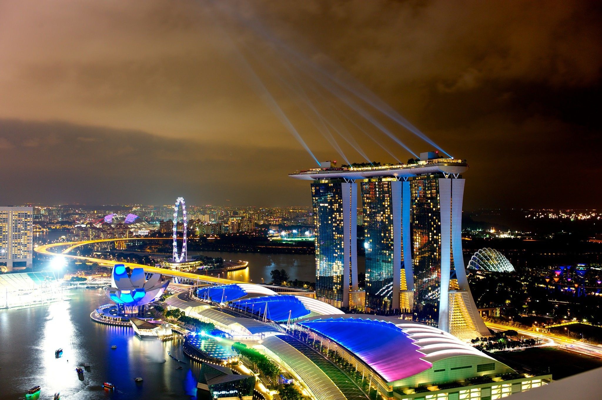 Singapore Skyline, Night photography, Marina Bay Sands, 2050x1370 HD Desktop