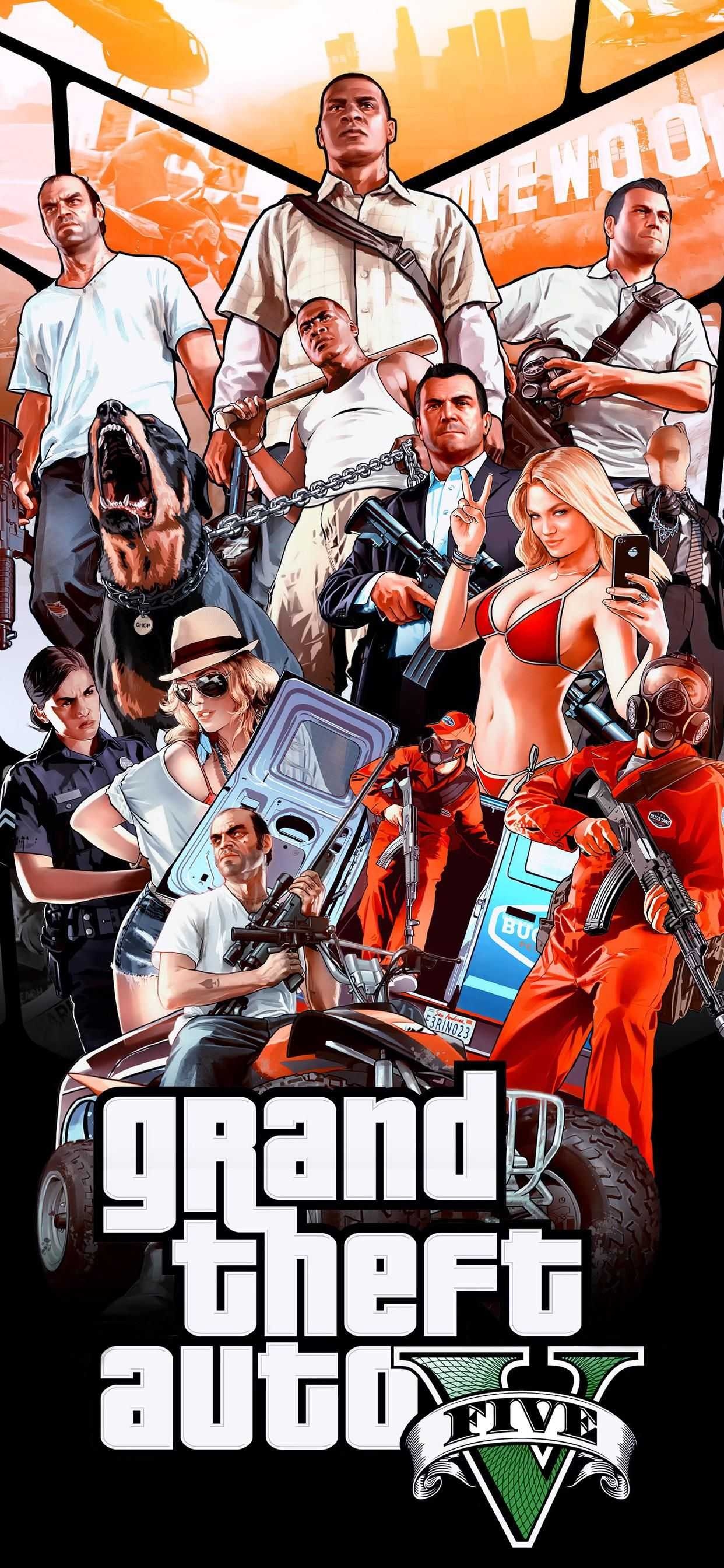 GTA V, Exciting wallpapers, Action-packed gameplay, Thrilling adventures, 1250x2690 HD Phone