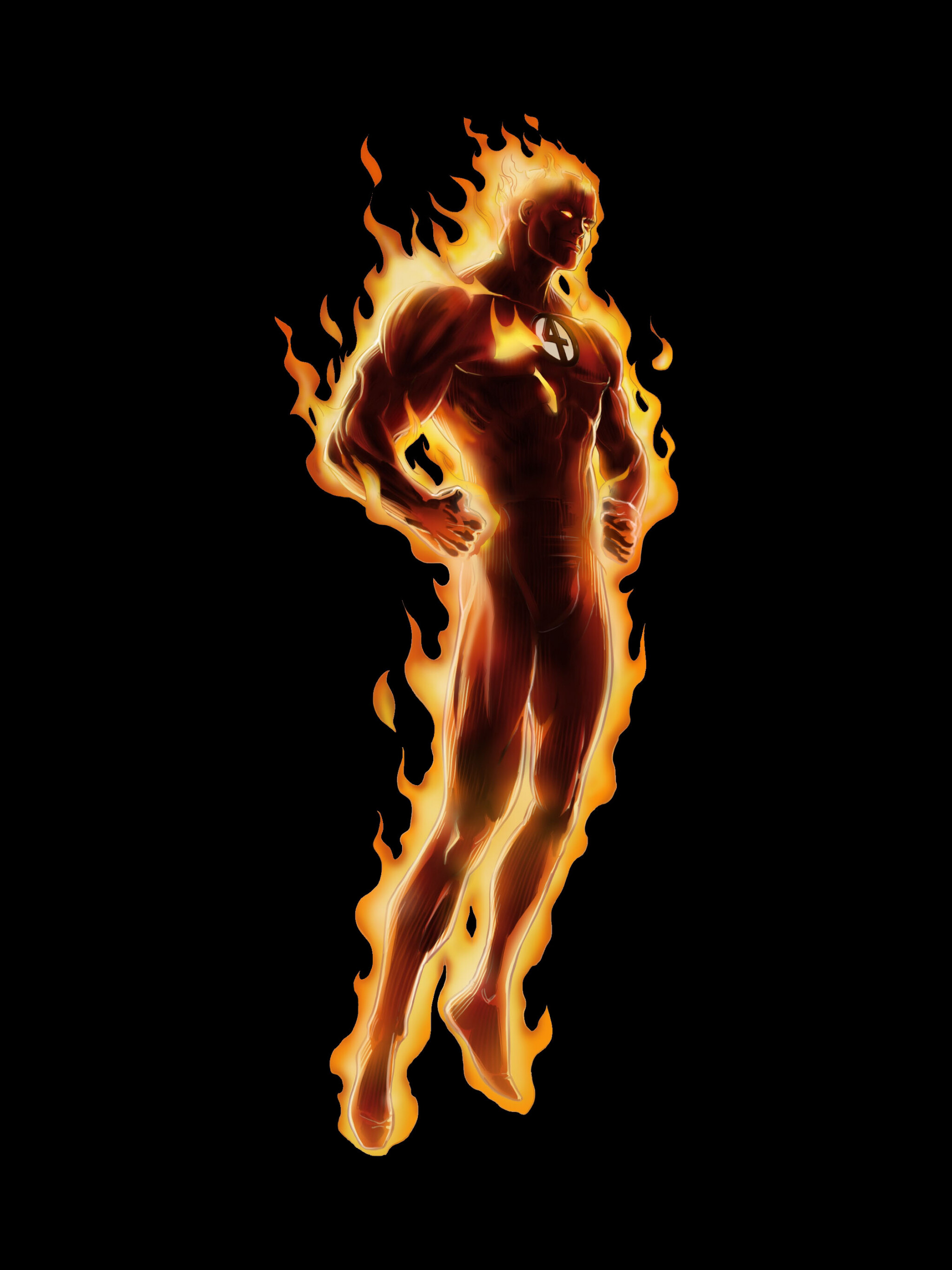 Human Torch: Possessed the ability to surround himself with fire and control flames. 2050x2740 HD Wallpaper.