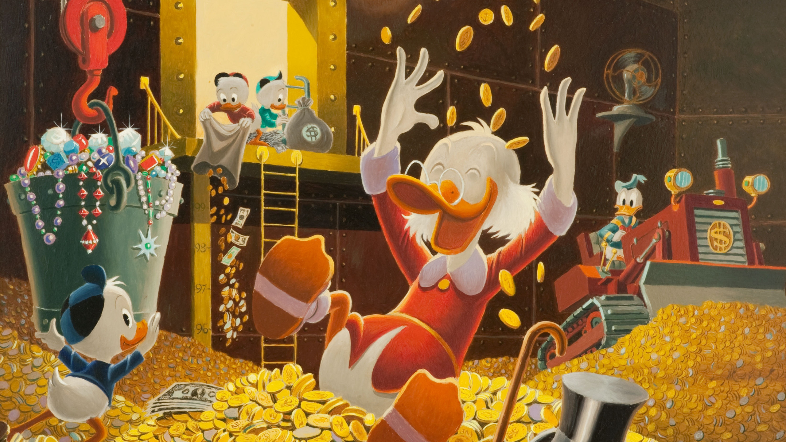 DuckTales Animation, Disney coins, Scrooge McDuck, Ducktales, 2560x1440 HD Desktop