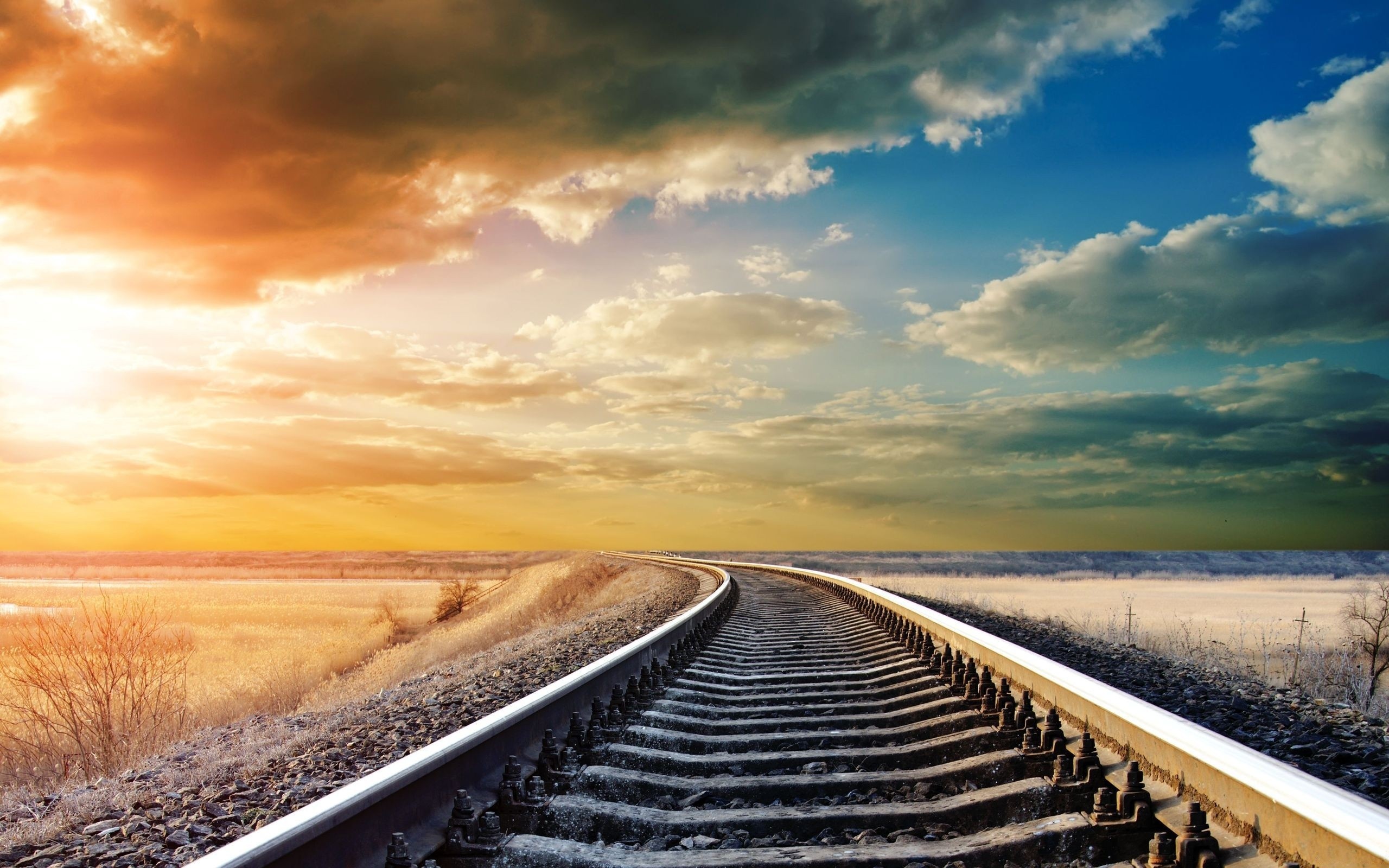 Railway, Scenic track, iPad Pro wallpapers, Stunning display, 2560x1600 HD Desktop