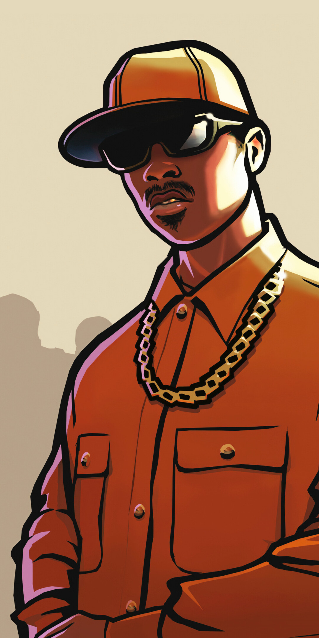 Grand Theft Auto: San Andreas: Game's storyline, Carl, Depicted as the underboss of the Grove Street Families. 1080x2160 HD Background.