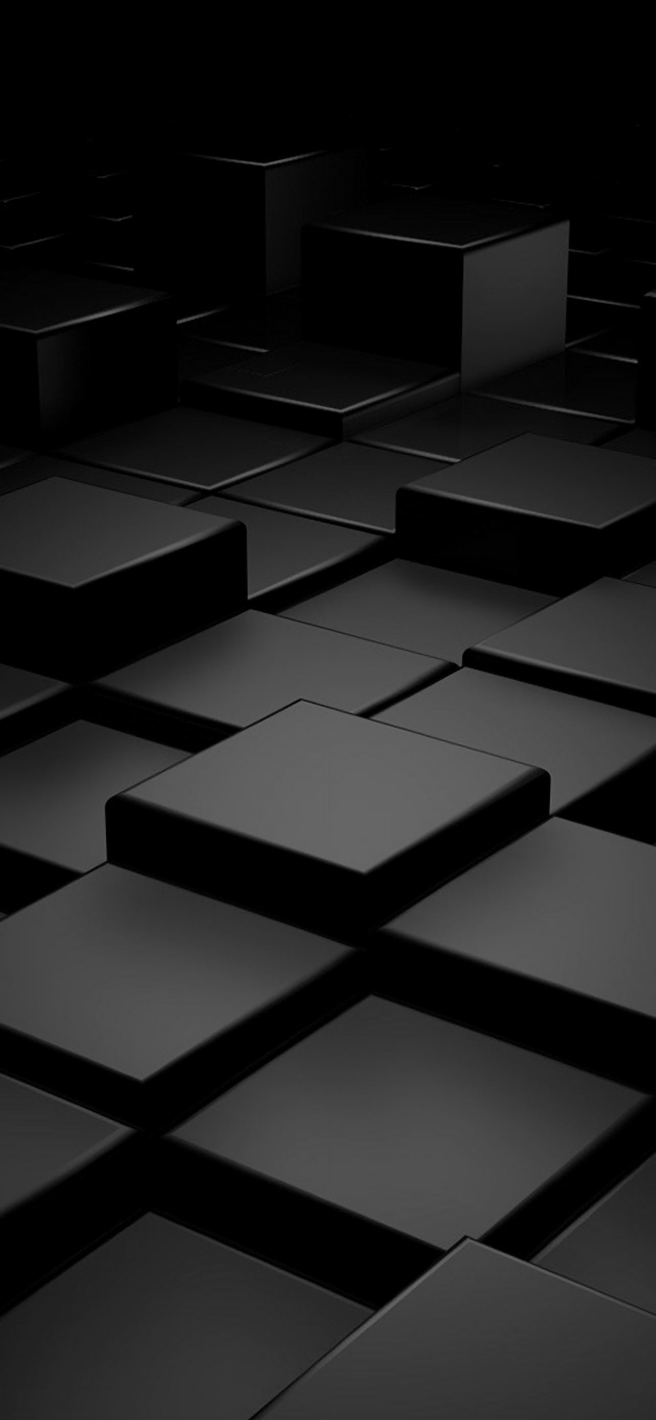 3D Blocks, Black Wallpaper, 1290x2780 HD Handy