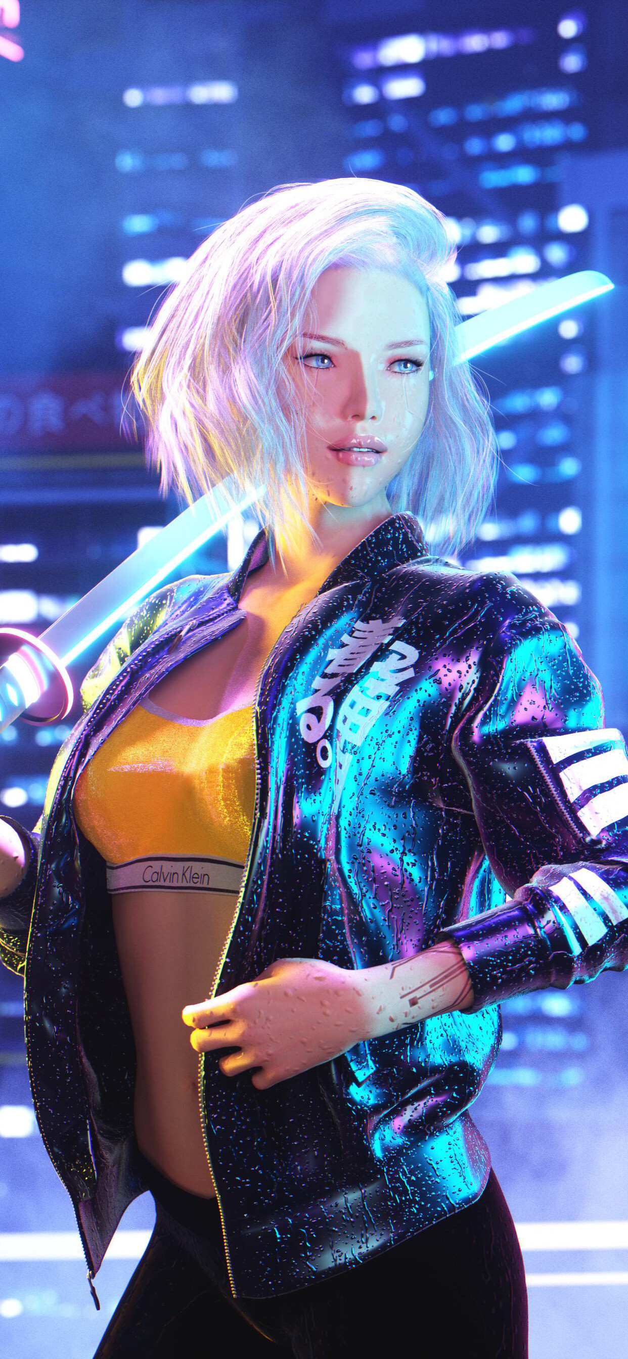 Cyberpunk 2077: Players can explore futuristic locations, interact with citizens, perform missions, and engage in combat to complete various objectives within a storyline. 1250x2690 HD Wallpaper.