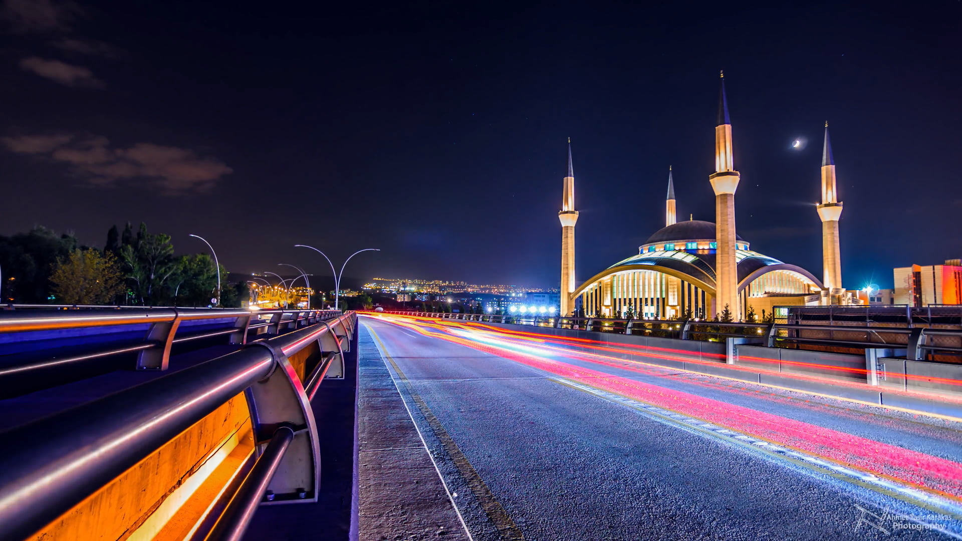 Long exposure, Light photo, Ankara mosque, City, 1920x1080 Full HD Desktop