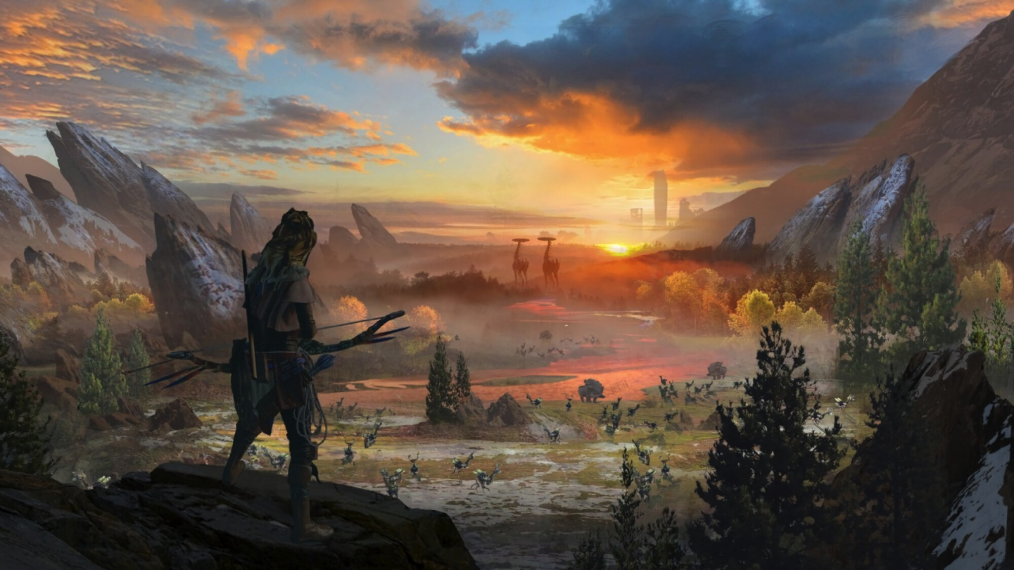 Horizon Zero Dawn: The story is set in a post-apocalyptic United States, between the states of Colorado, Wyoming and Utah, in the 31st century. 2000x1130 HD Wallpaper.