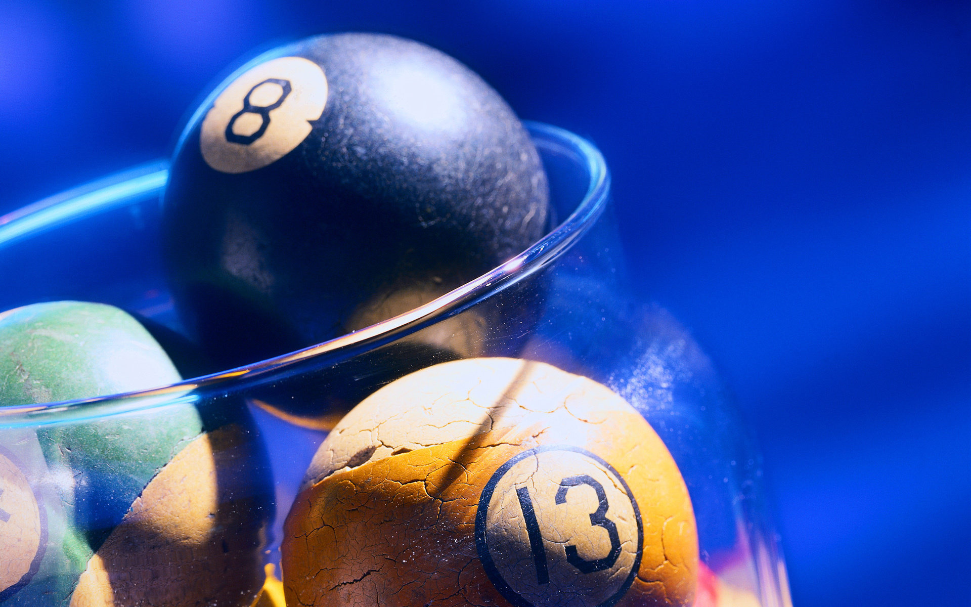 Billiards: Pool, Retro-style small object balls used in a classic American eight-ball type of cue sports. 1920x1200 HD Wallpaper.