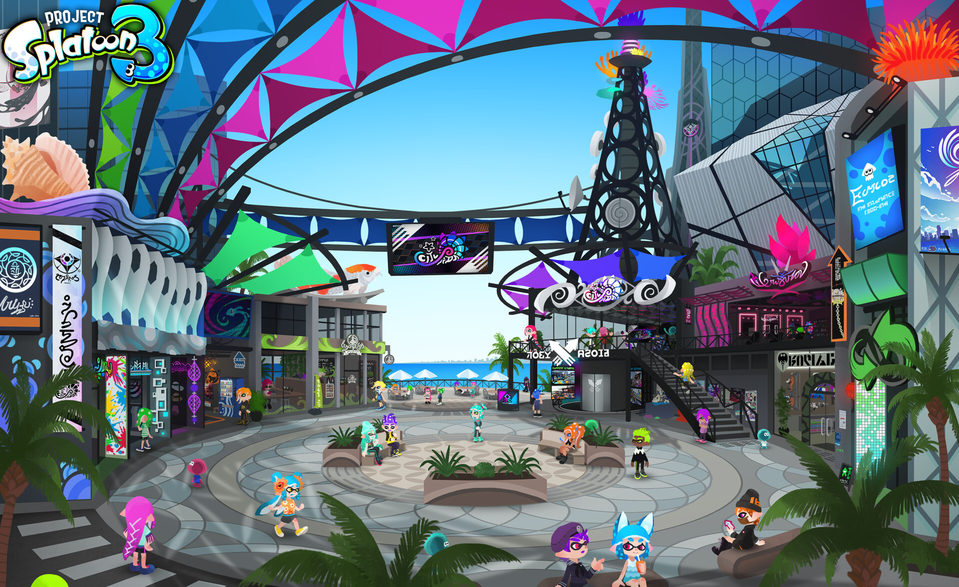 Splatoon 3: Tri-Color Turf War, A new mode, The three teams for the Splatfest battle in one Turf War. 1920x1180 HD Background.