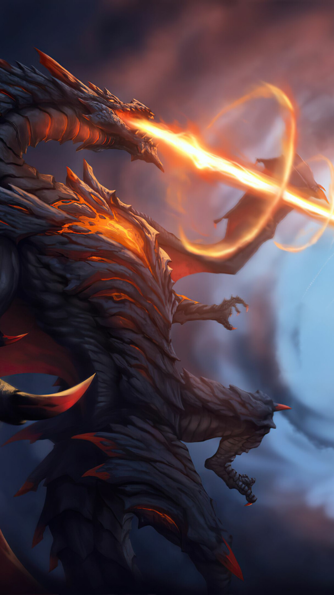 Dragon: Fire-breathing monster, Wyvern. 1080x1920 Full HD Wallpaper.