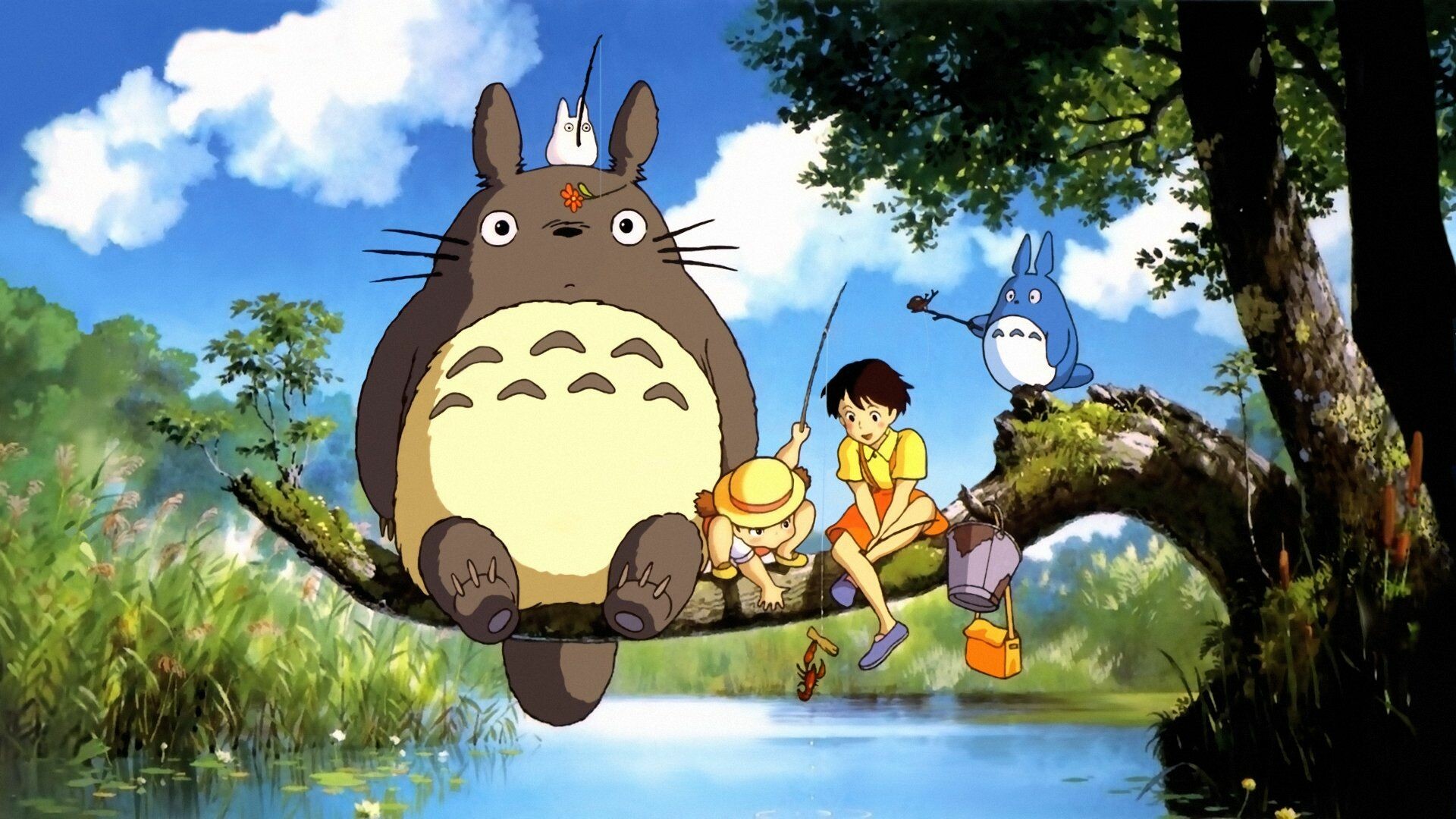 My Neighbor Totoro: An animated film written and directed by Hayao Miyazaki, Mei, Satsuki. 1920x1080 Full HD Wallpaper.