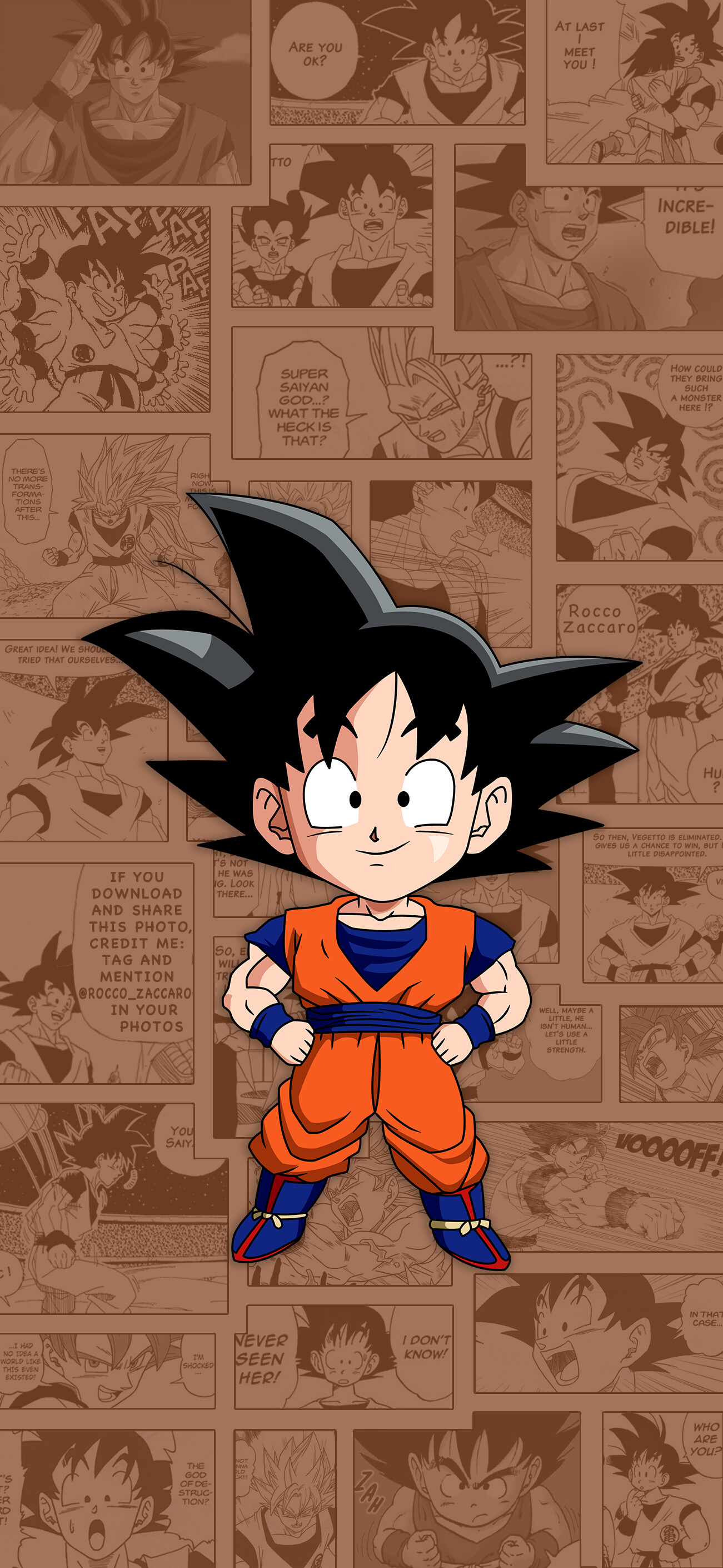 Goku: Son Goku, An eccentric, monkey-tailed boy, Manga, Japanese comics and graphic novels. 1310x2820 HD Background.