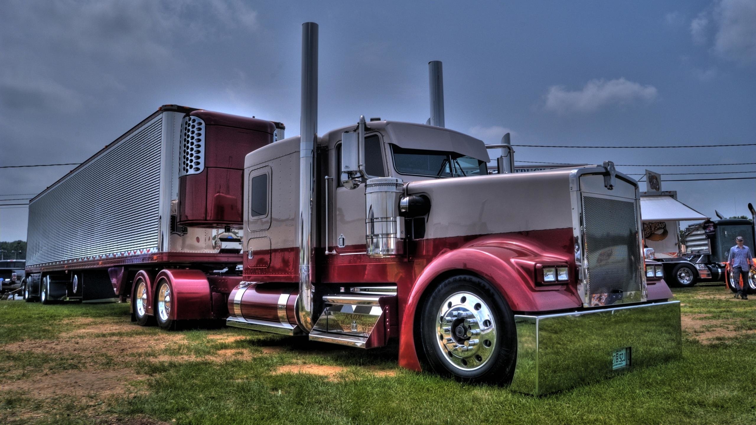 Kenworth truck, Red vehicle, Automotive design, Wallpaper, 2560x1440 HD Desktop