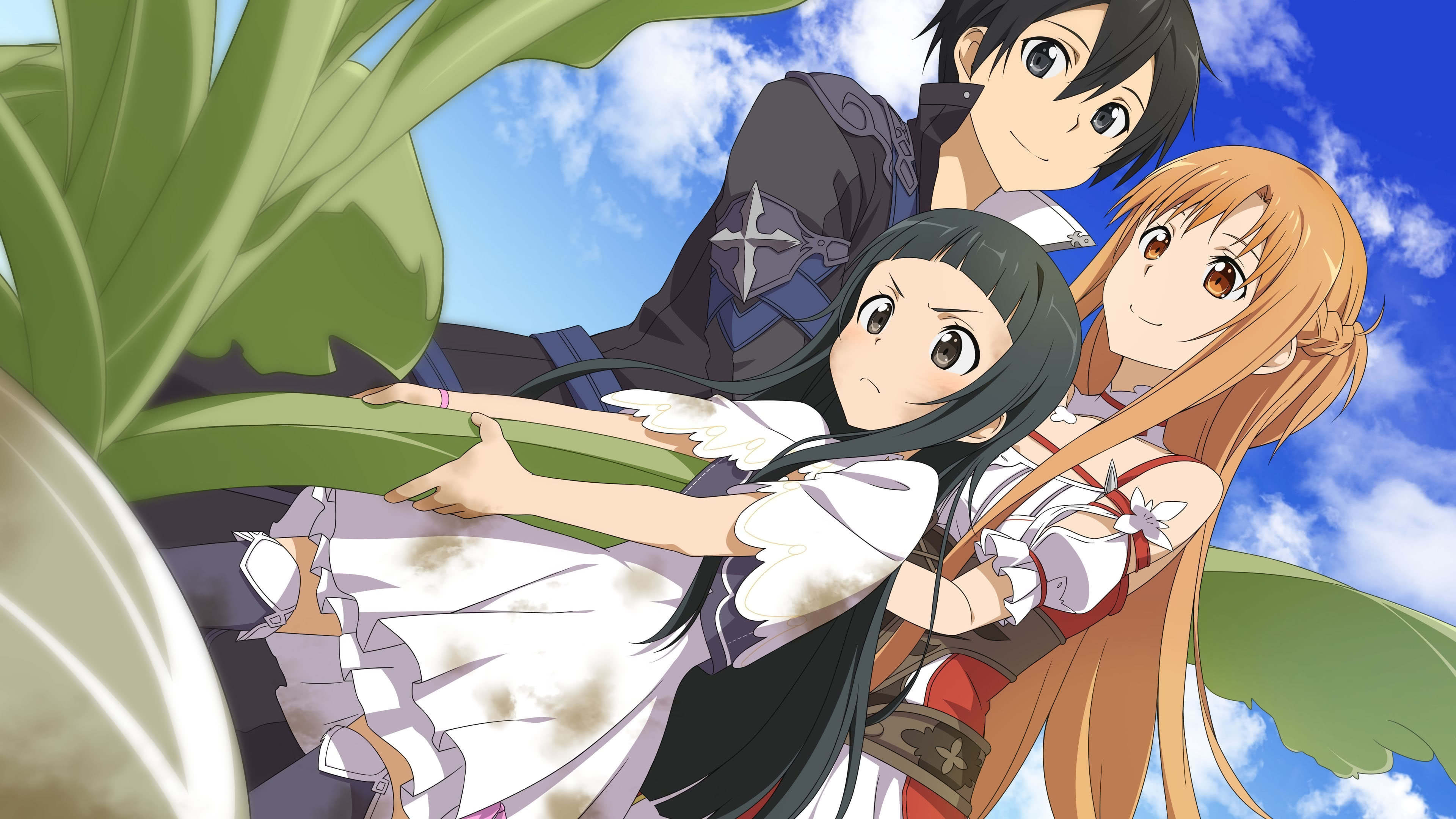 Kirito, Sword Art Online Hollow Realization, UHD 4K wallpaper, Asuna and Yui, 3840x2160 4K Desktop