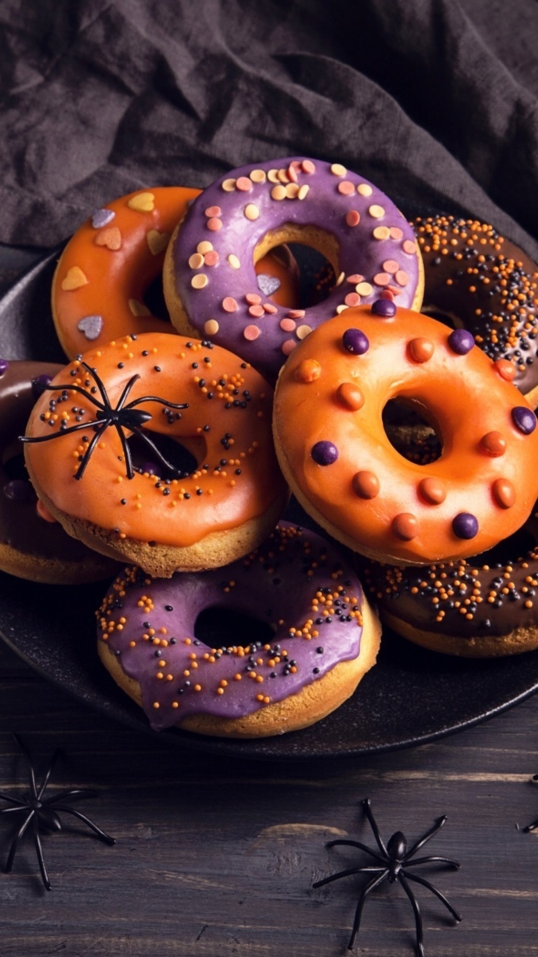 Donut: Halloween, Donuts, Dessert, Snack. 1080x1920 Full HD Background.