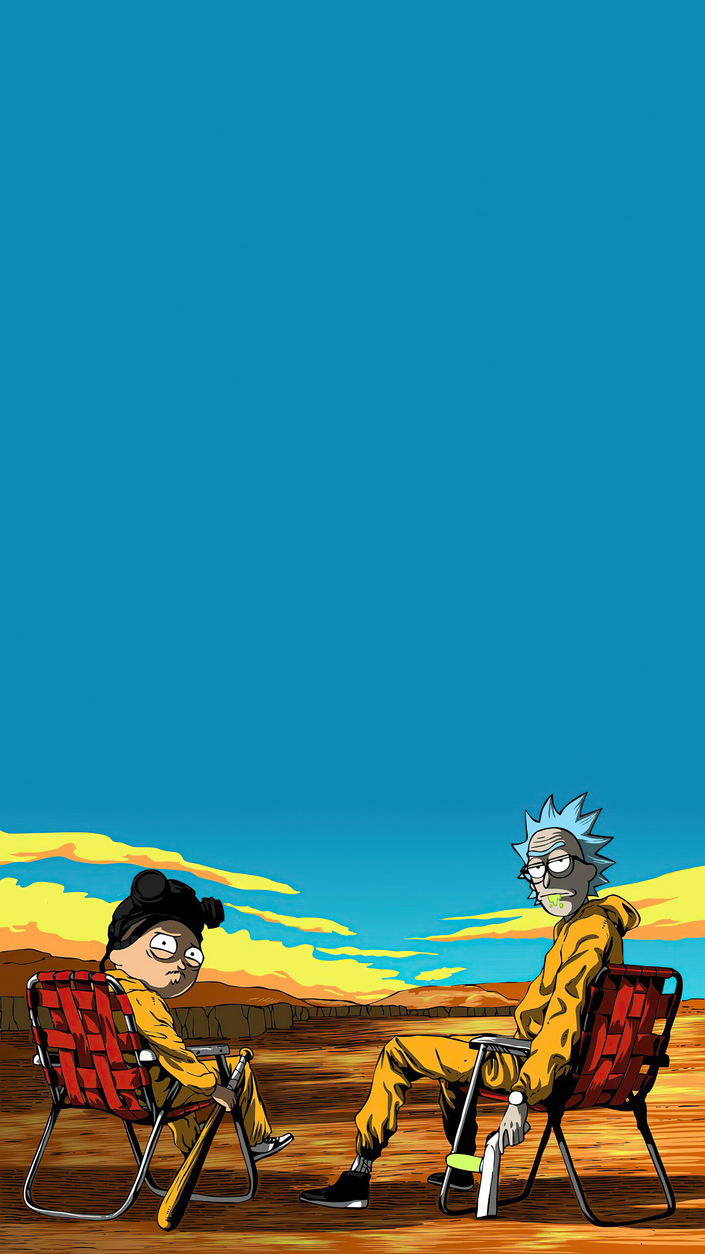 Rick and Morty: Breaking Bad crossover, Adult Swim, Animated sitcom. 1440x2560 HD Background.