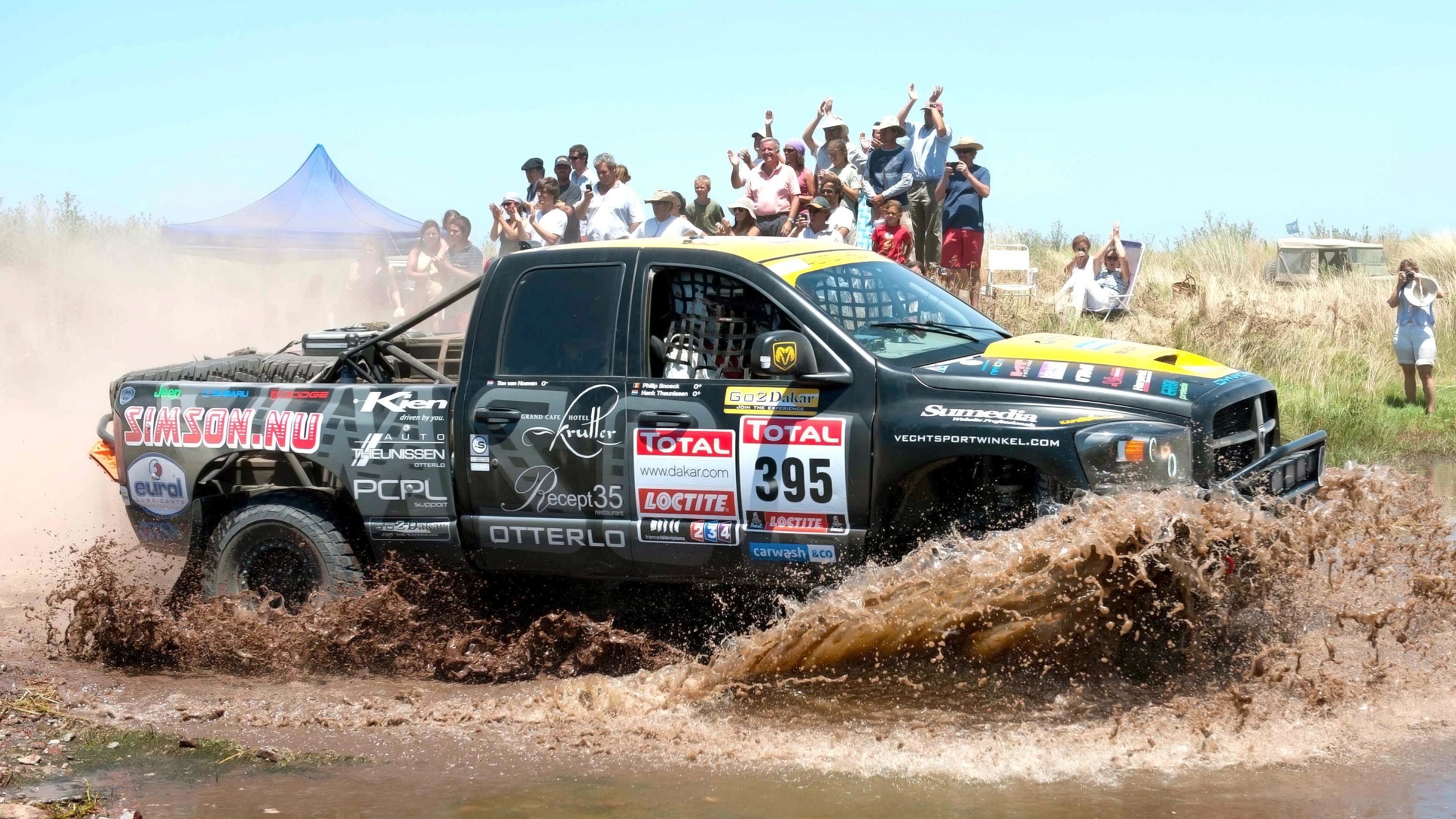 Dakar Rally: Maroon Dodge Ram 1500, Crew, Competition, The rally. 3840x2160 4K Background.