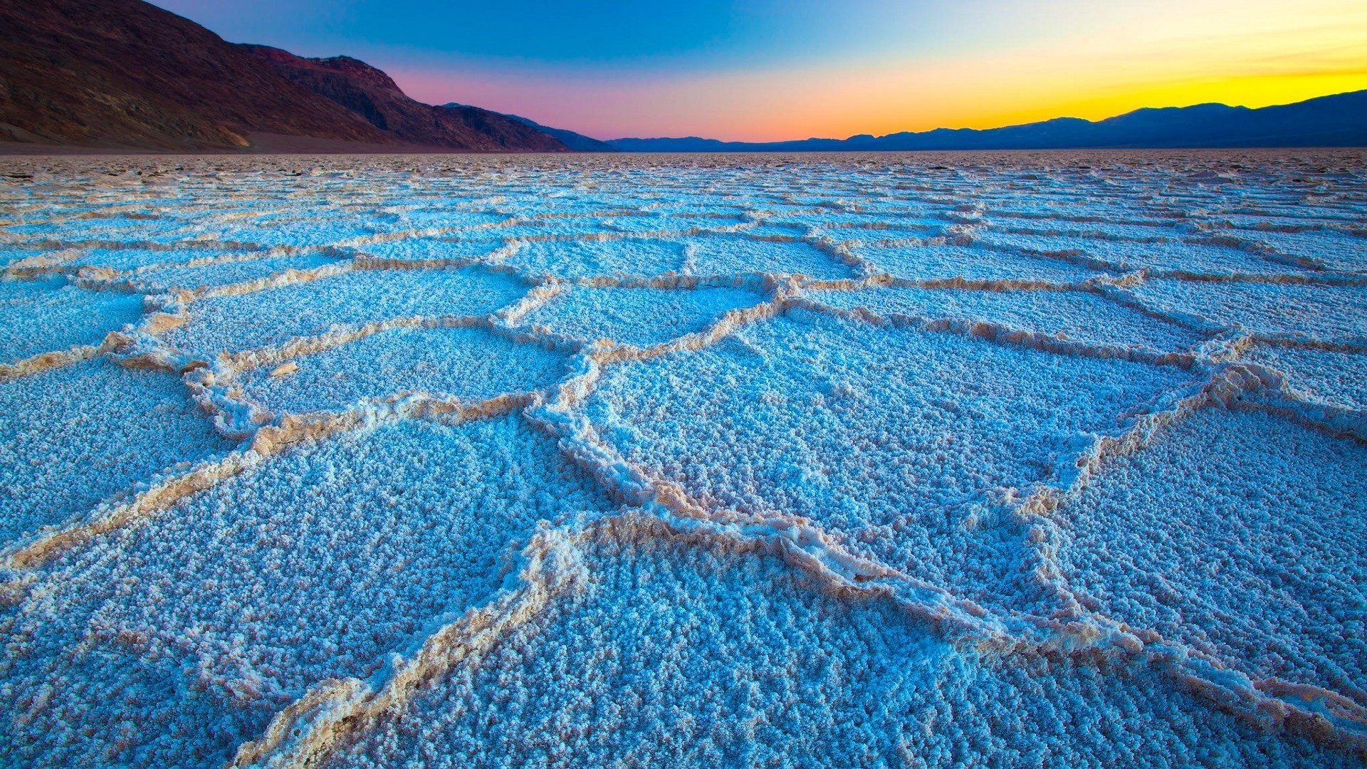 Death Valley National Park, Sunrise scenery, Mountain landscapes, Badwater Basin, 1920x1080 Full HD Desktop