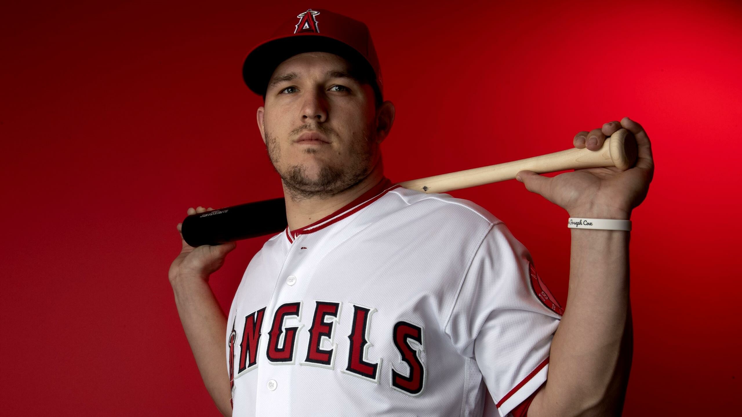 Mike Trout: An American professional baseball player, Center fielder, Los Angeles Angels. 2560x1440 HD Background.