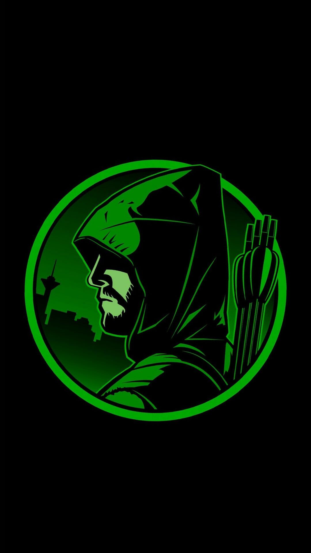 Green Arrow: DC character, Archer, Minimalism. 1080x1920 Full HD Wallpaper.