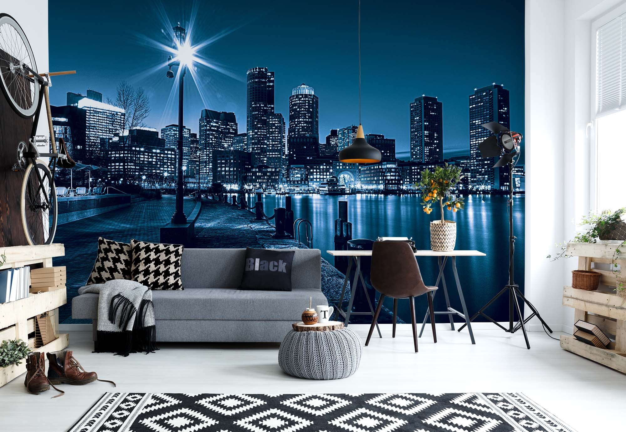 Wall mural photo, Blue night city, Homewallmurals shop, 2000x1390 HD Desktop