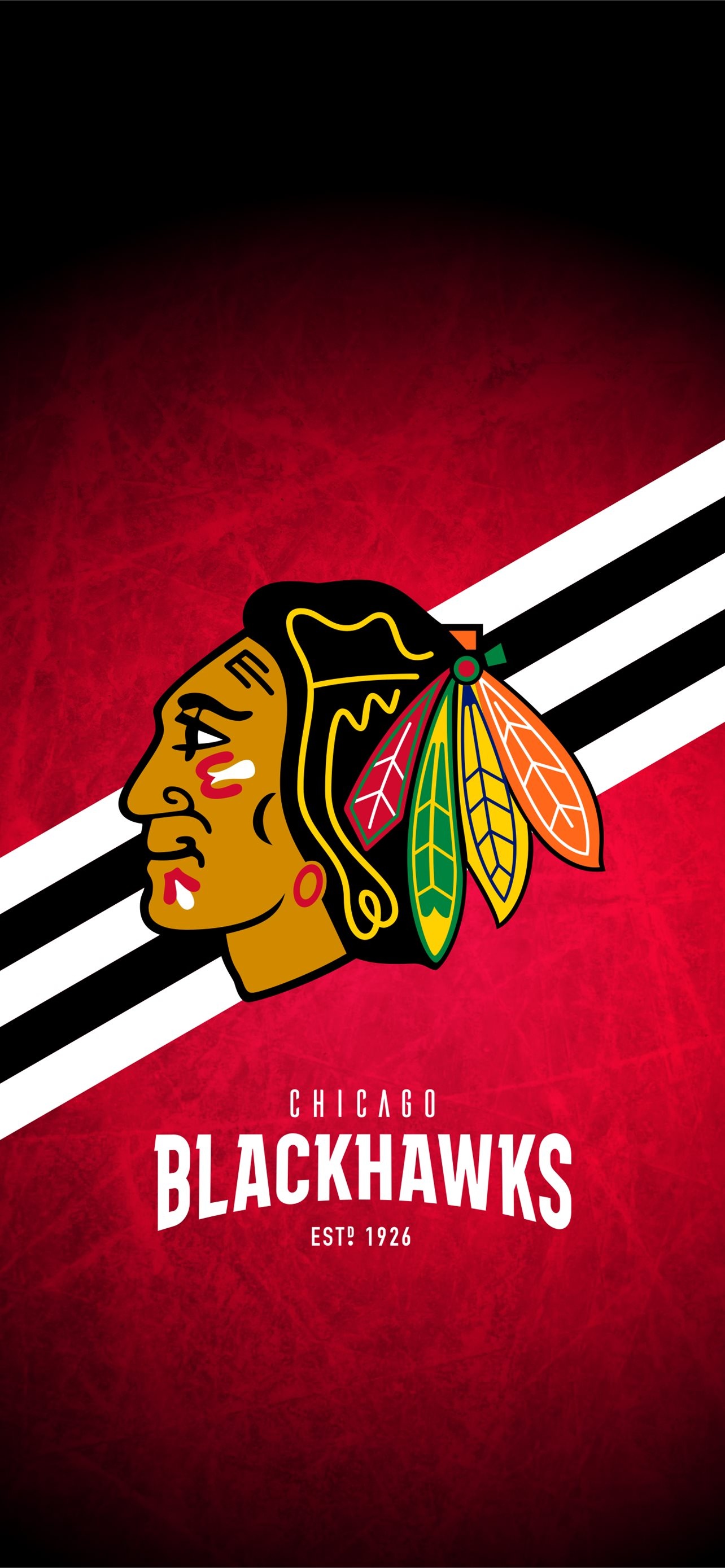 Chicago Blackhawks: Established in 1926 by Chicago-based businessman Frederic McLaughlin. 1290x2780 HD Background.