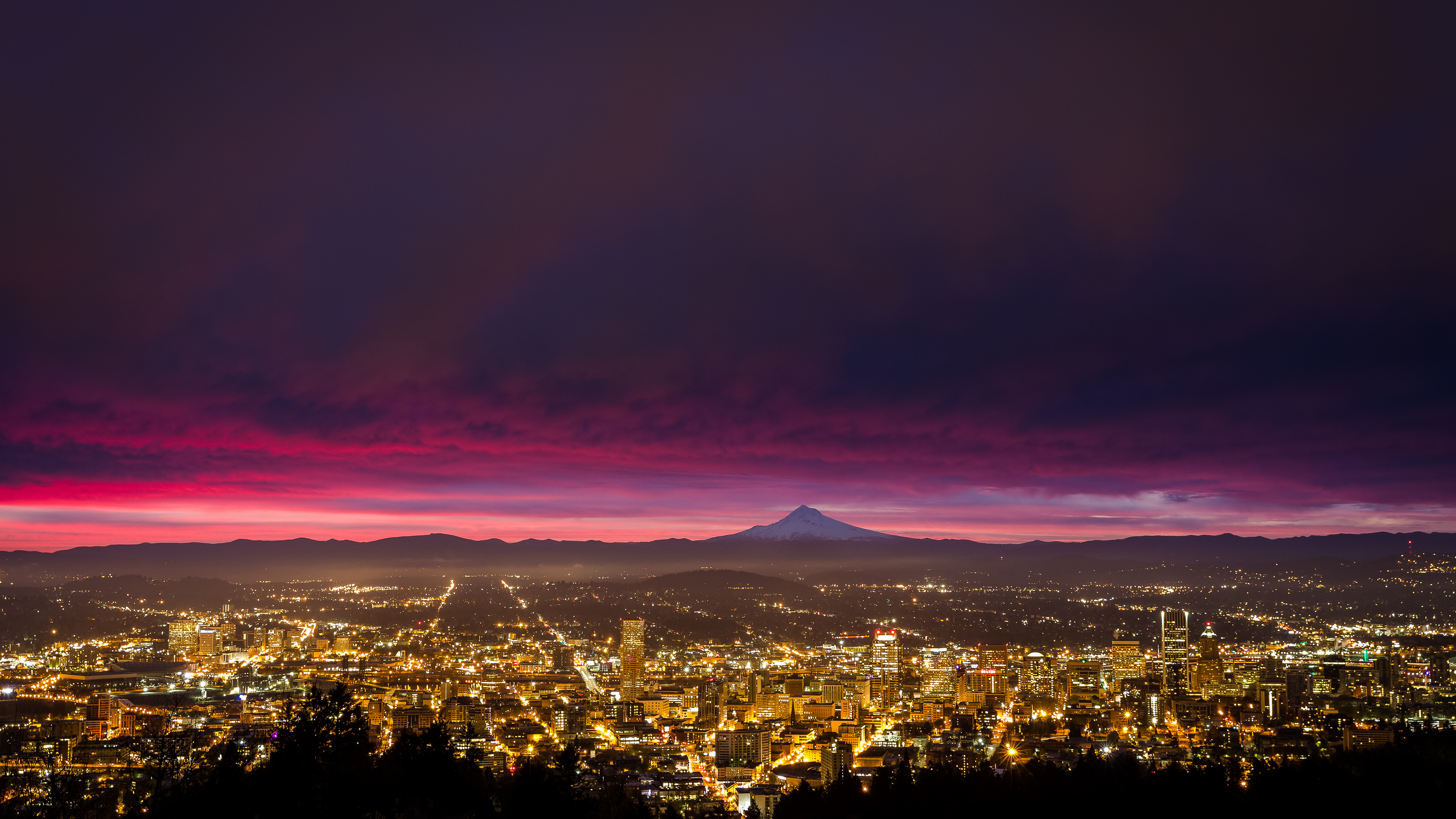 Portland Oregon Skyline, Portland sunrise, 1440p resolution, 3840x2160 4K Desktop