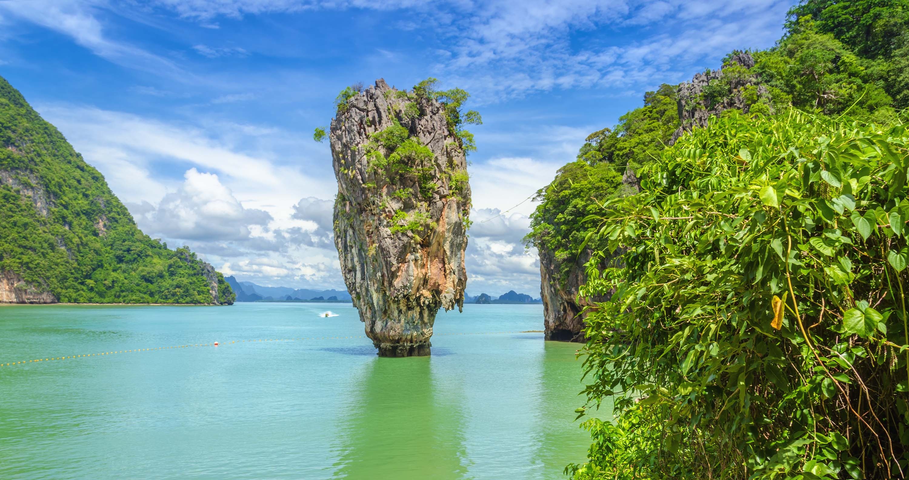 Khao Phing Kan, James Bond Island, Spectacular rock formations, Thailand's beauty, 3000x1590 HD Desktop