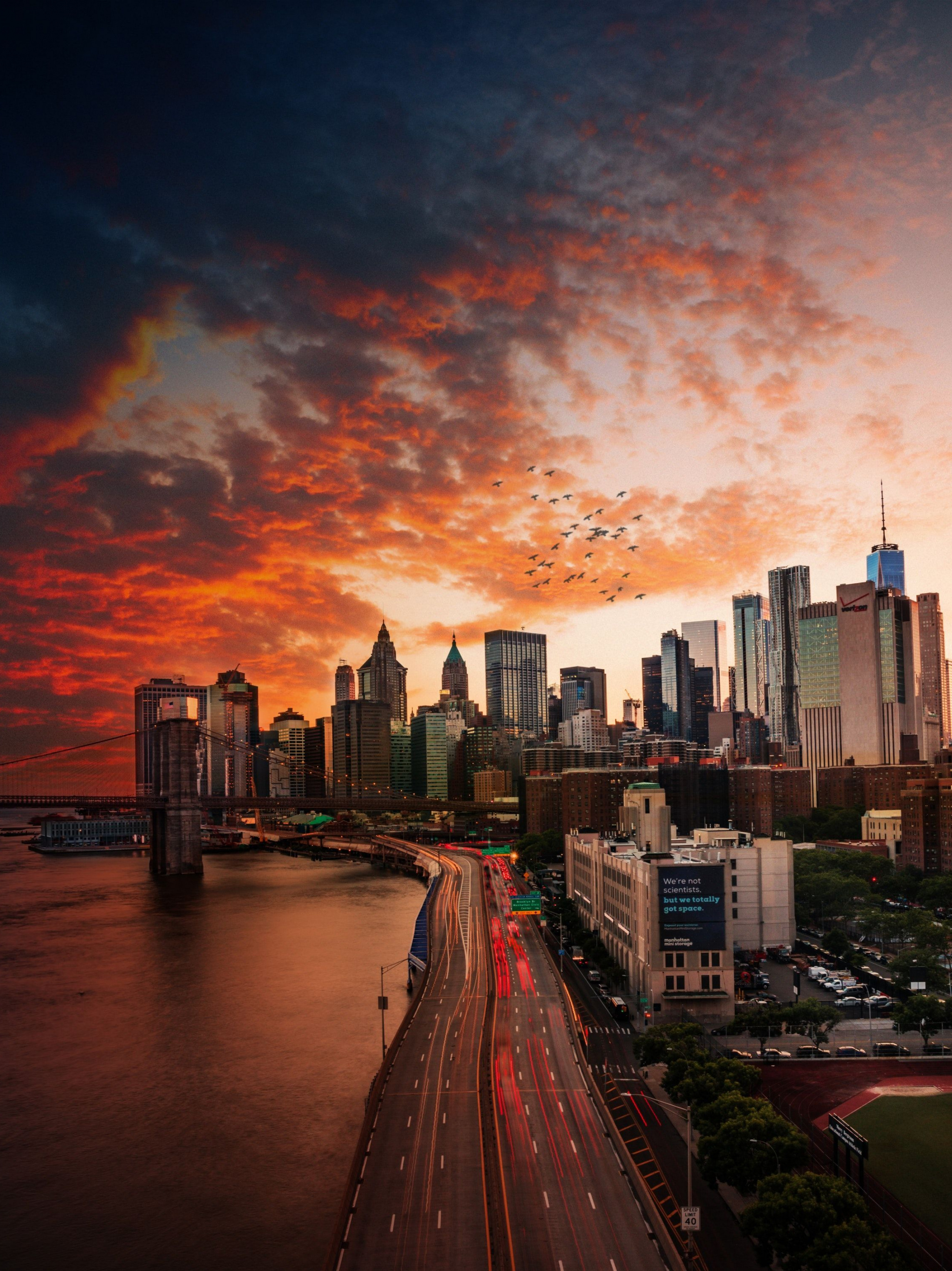 New York Sunset, Travels, Download wallpapers, City sunset, 2050x2740 HD Phone