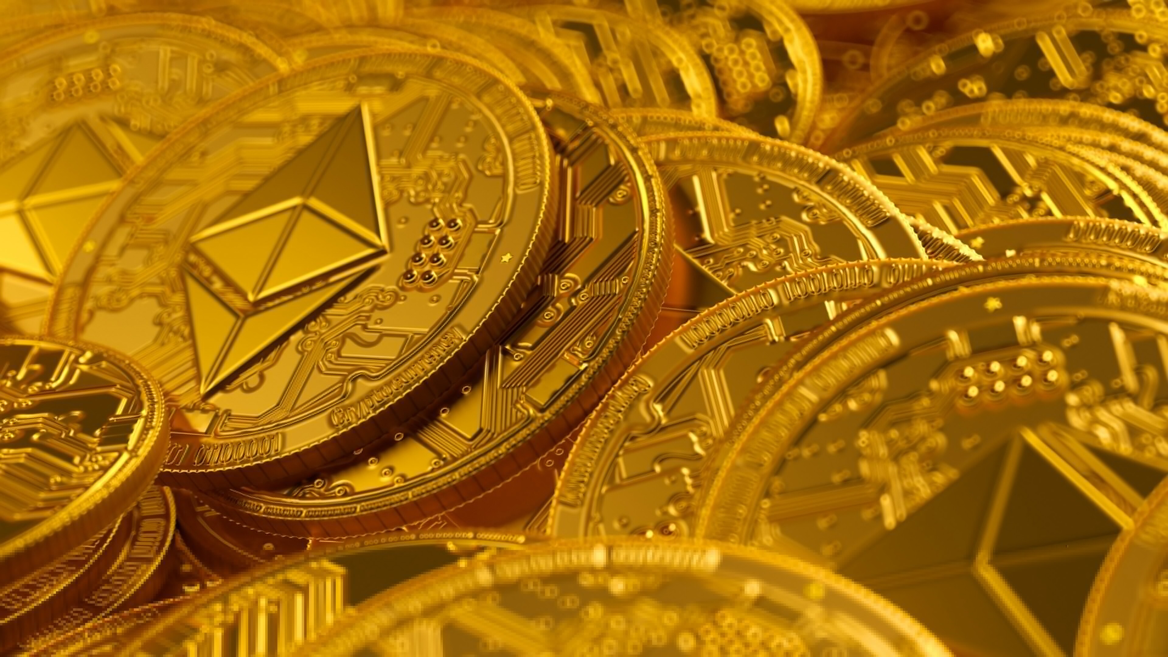 Cryptocurrency: Ethereum, A decentralized blockchain network powered by the Ether token. 3840x2160 4K Wallpaper.