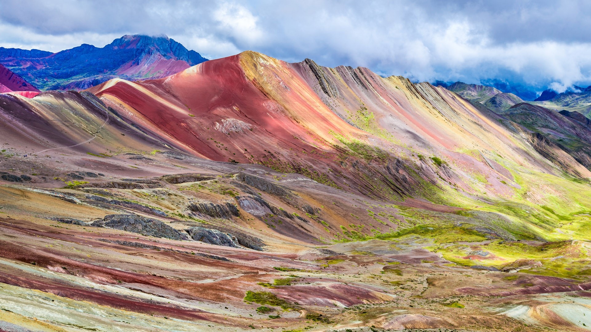 Peruvian Andes, Rainbow Mountain, Cordillera de los Andes, Windows 10 spotlight, 1920x1080 Full HD Desktop