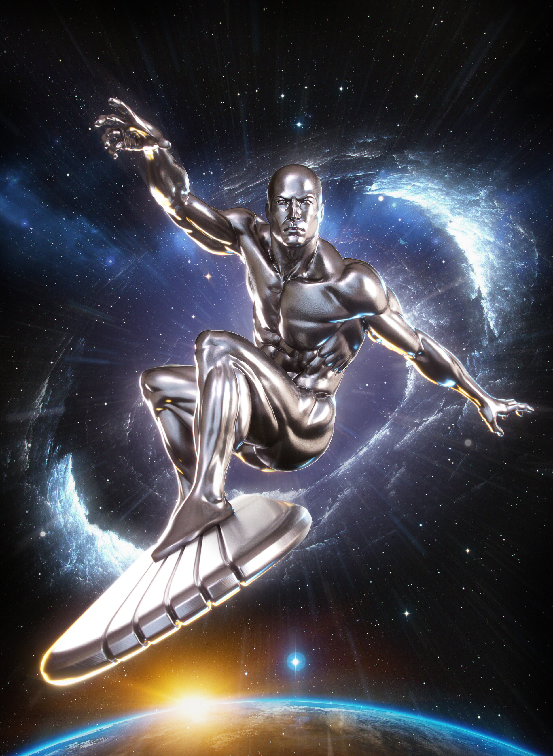 Silver Surfer 3D render, 3D print, ZBrushCentral, 1920x2630 HD Handy