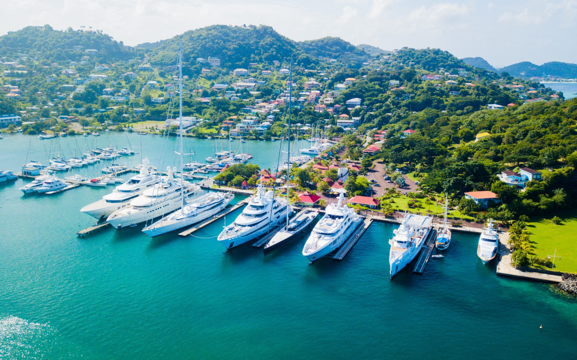 Caribbean tropical islands, Saint Lucia sea bay, Yachts sailboats, High-quality HD pictures, 1920x1200 HD Desktop