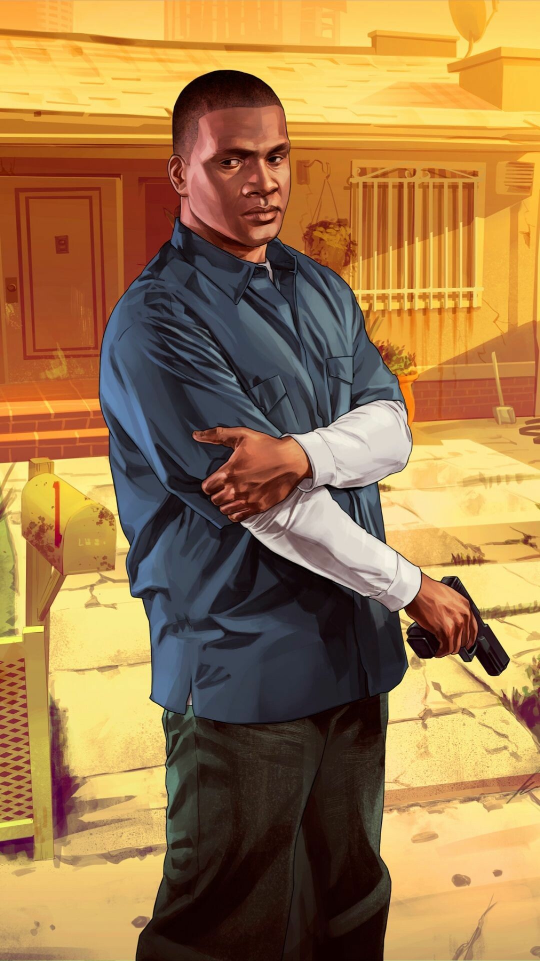Grand Theft Auto 5: Franklin, One of the three playable characters. 1080x1920 Full HD Background.
