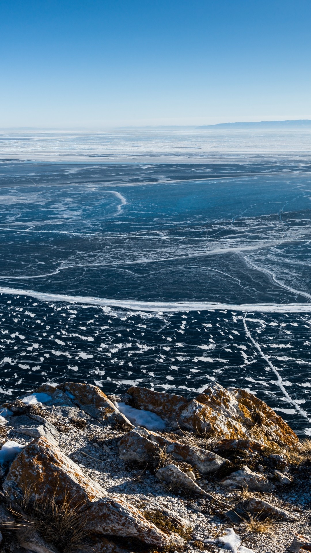 Lake Baikal ice wallpaper, 8K nature, Tranquil landscape, Stunning visuals, 1080x1920 Full HD Phone