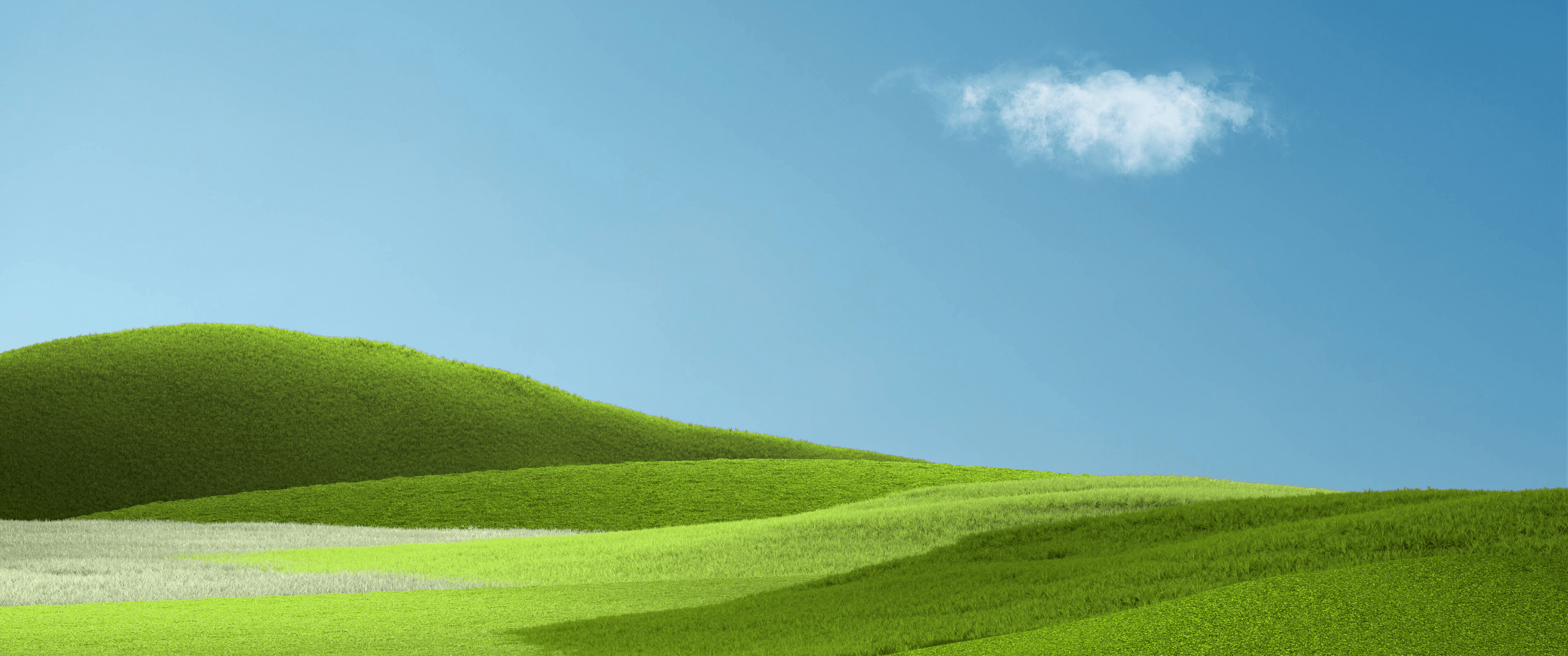Grass and Sky: Aesthetic landscape, Green field, Clear air, Nature, Wilds, Skyline. 3440x1440 Dual Screen Wallpaper.