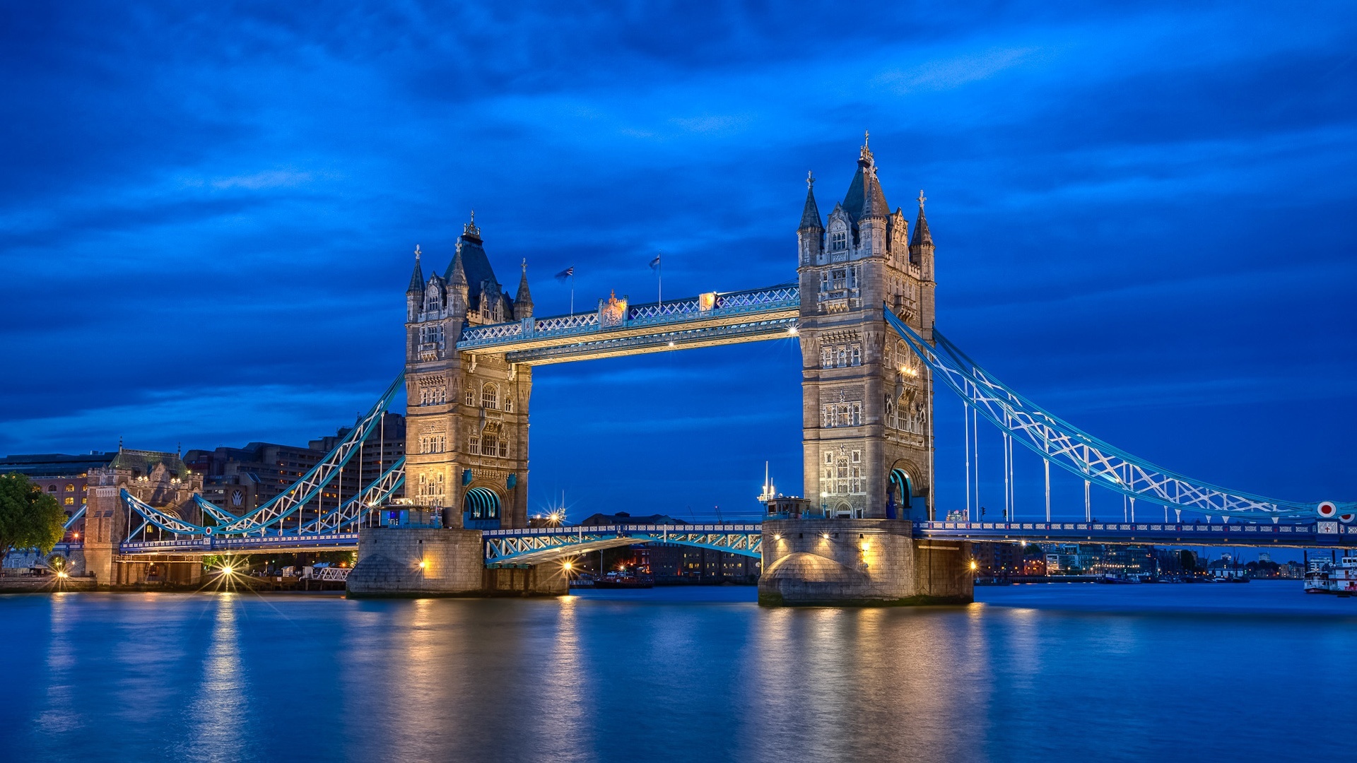 The River Thames, England, London city, Tower Bridge, 1920x1080 Full HD Desktop