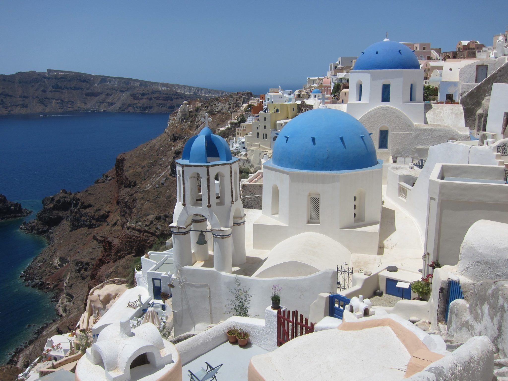 Blue Domes of Oia, Santorini, Greek paradise, Postcard-worthy scenery, 2050x1540 HD Desktop