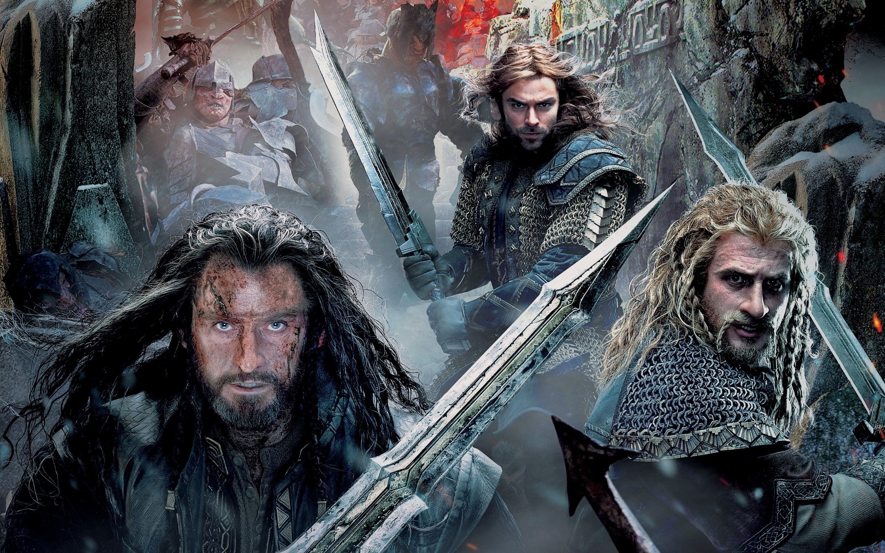 Battle of the Five Armies, Hobbit movie, Poster artwork, Thorin Oakenshield, 2880x1800 HD Desktop