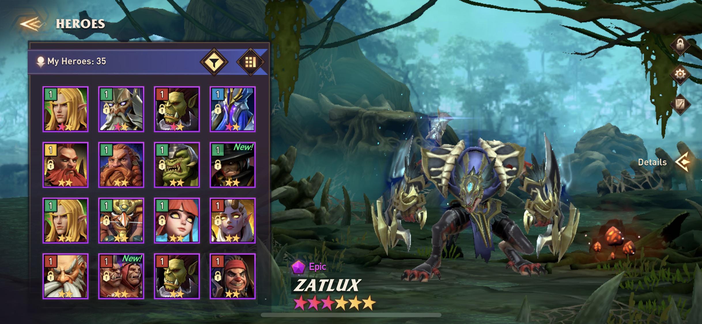 Awaken: Chaos Era: Zatlux, An Epic Offense Wood Hero from Dragonscale Marsh. 2440x1130 Dual Screen Background.