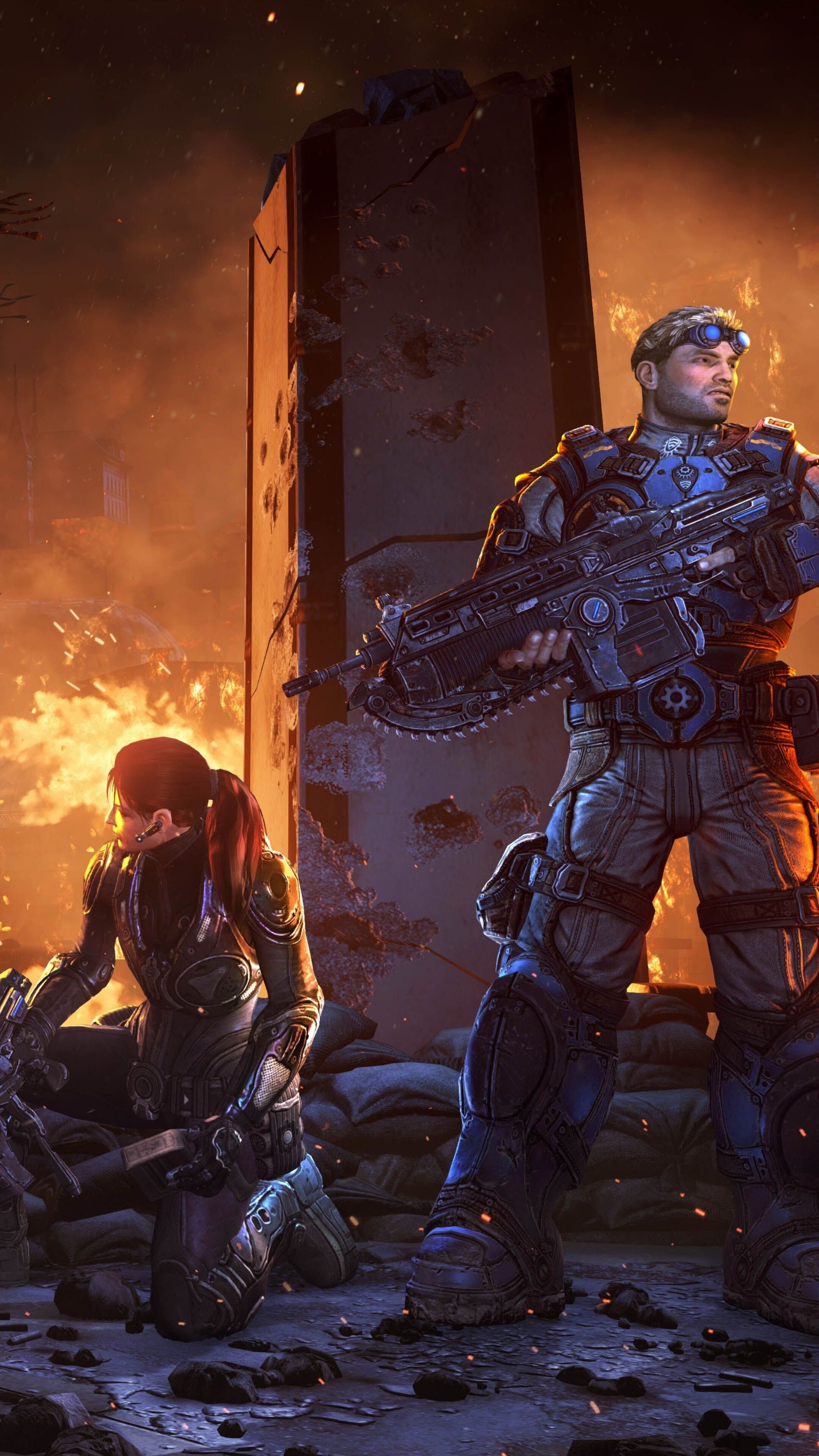 Gears of War: Judgment: Onyx Guard Academy graduate Sofia Hendrik, Lieutenant Damon Baird, Kilo Squad. 2160x3840 4K Wallpaper.