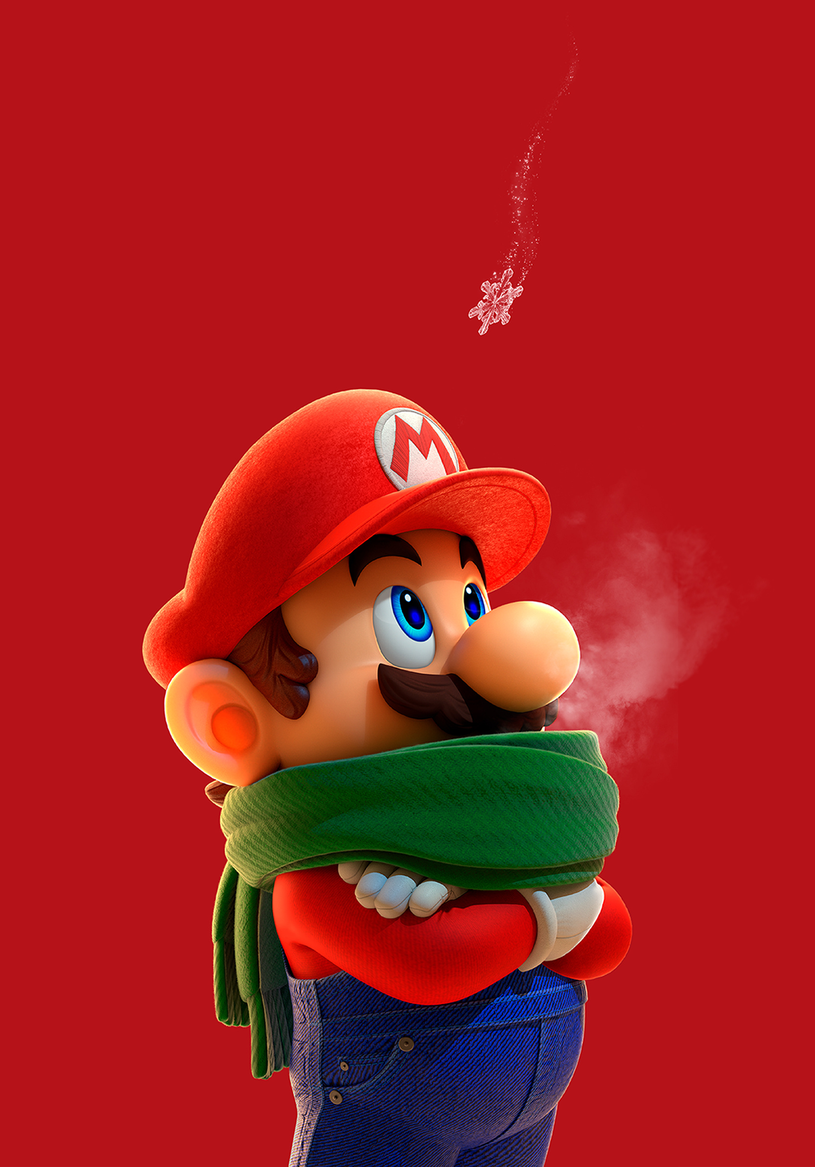 Mario scarf wallpaper, Cat with monocle, Winter fashion, Gaming style, 1670x2390 HD Phone