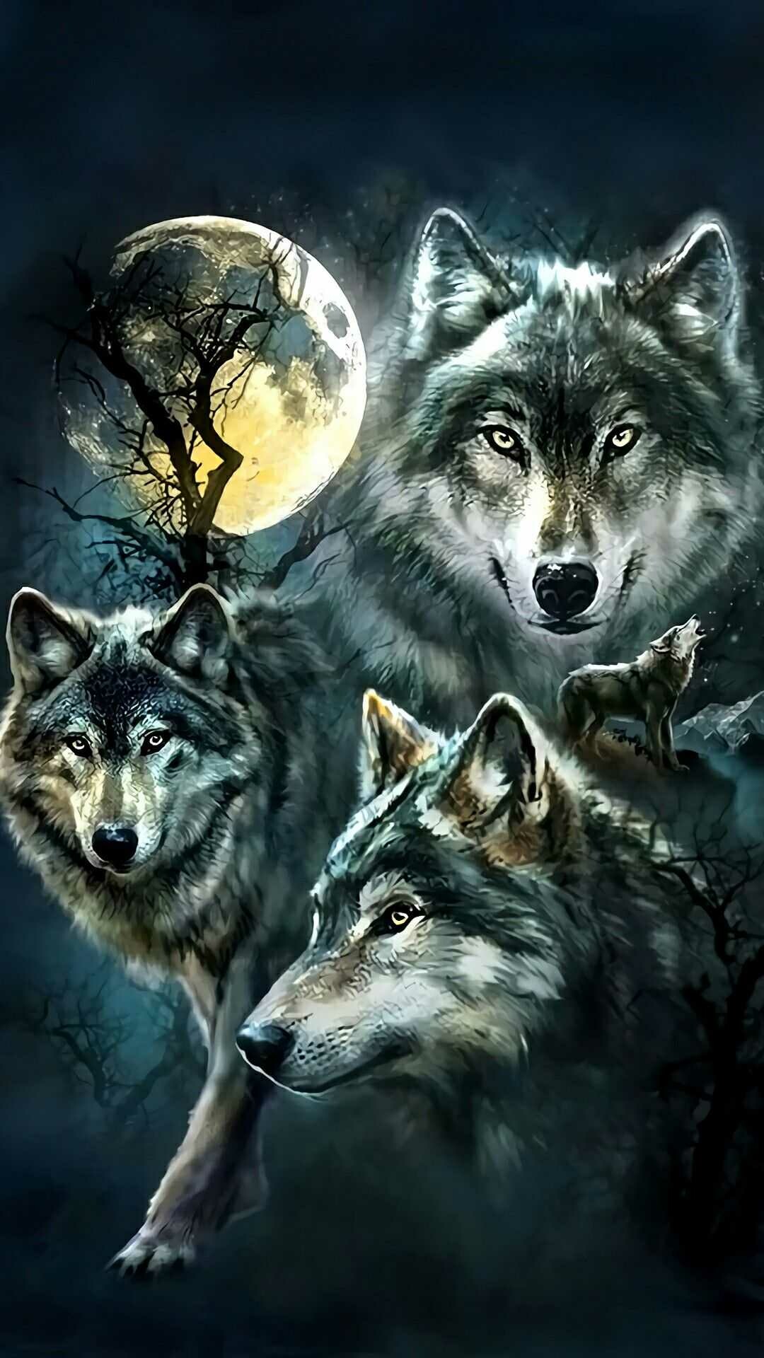 Wolf: Although wolves may react aggressively when provoked, such attacks are mostly limited to quick bites on extremities, and the attacks are not pressed. 1080x1920 Full HD Wallpaper.