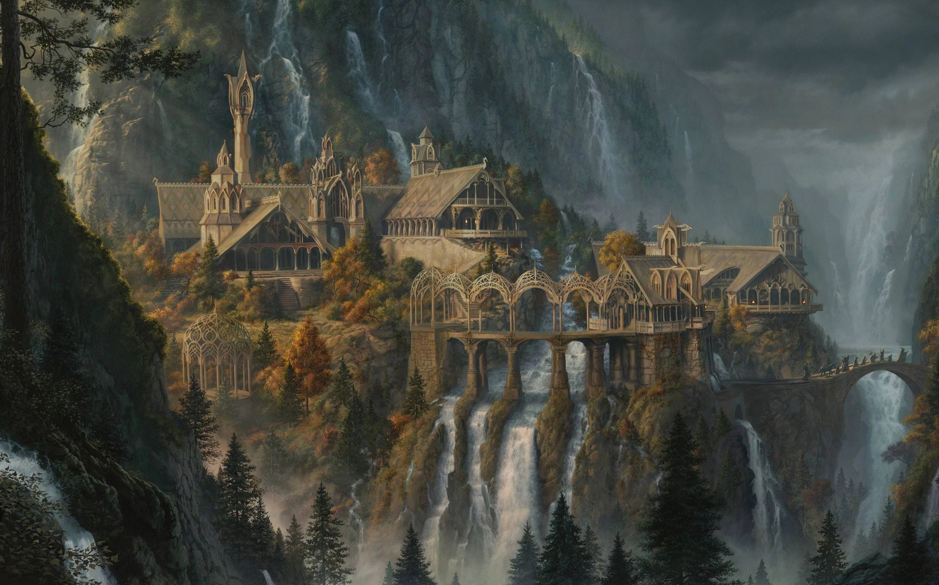 Rivendell, Lord of the Rings, Fantasy location, Elven city, 3070x1910 HD Desktop
