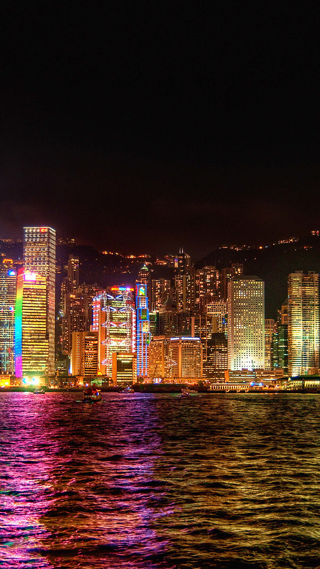 Hong Kong: China, Skyscrapers, City lights, Nightscape, Victoria. 1250x2210 HD Background.