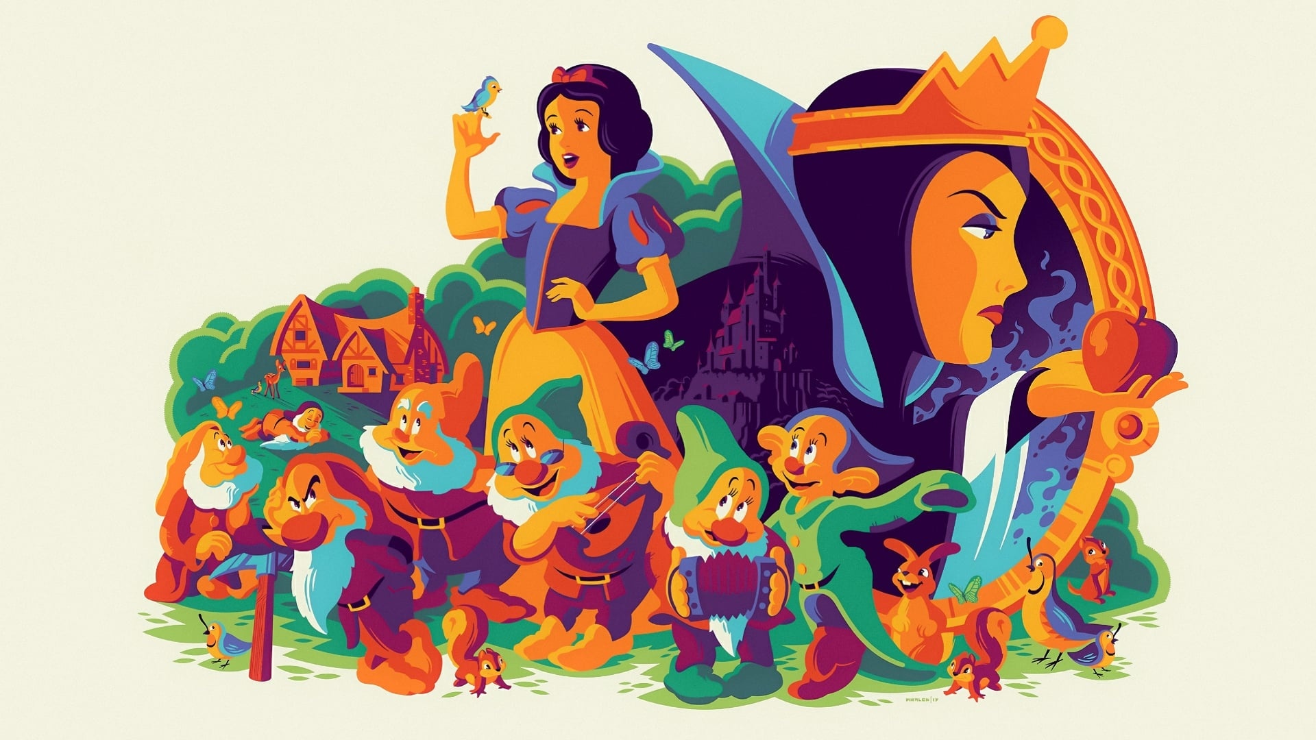 Snow White and the Seven Dwarfs, Timeless animated film, Iconic characters, Memorable moments, 1920x1080 Full HD Desktop