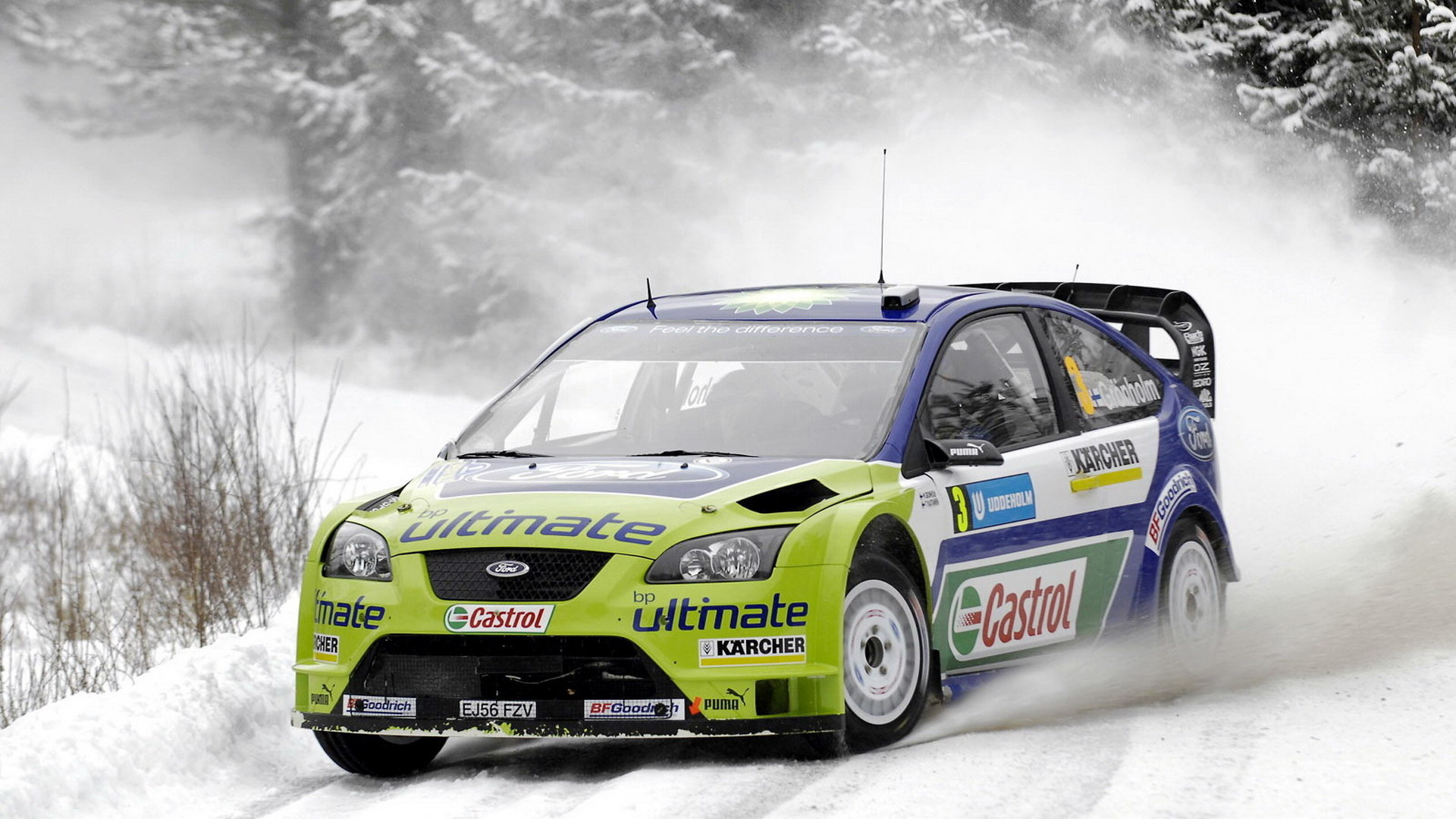 Rallycross: WRC 2006, Snow Forest Race, Marcus Ulf Johan Gronholm, Ford Sportscar. 1920x1080 Full HD Background.