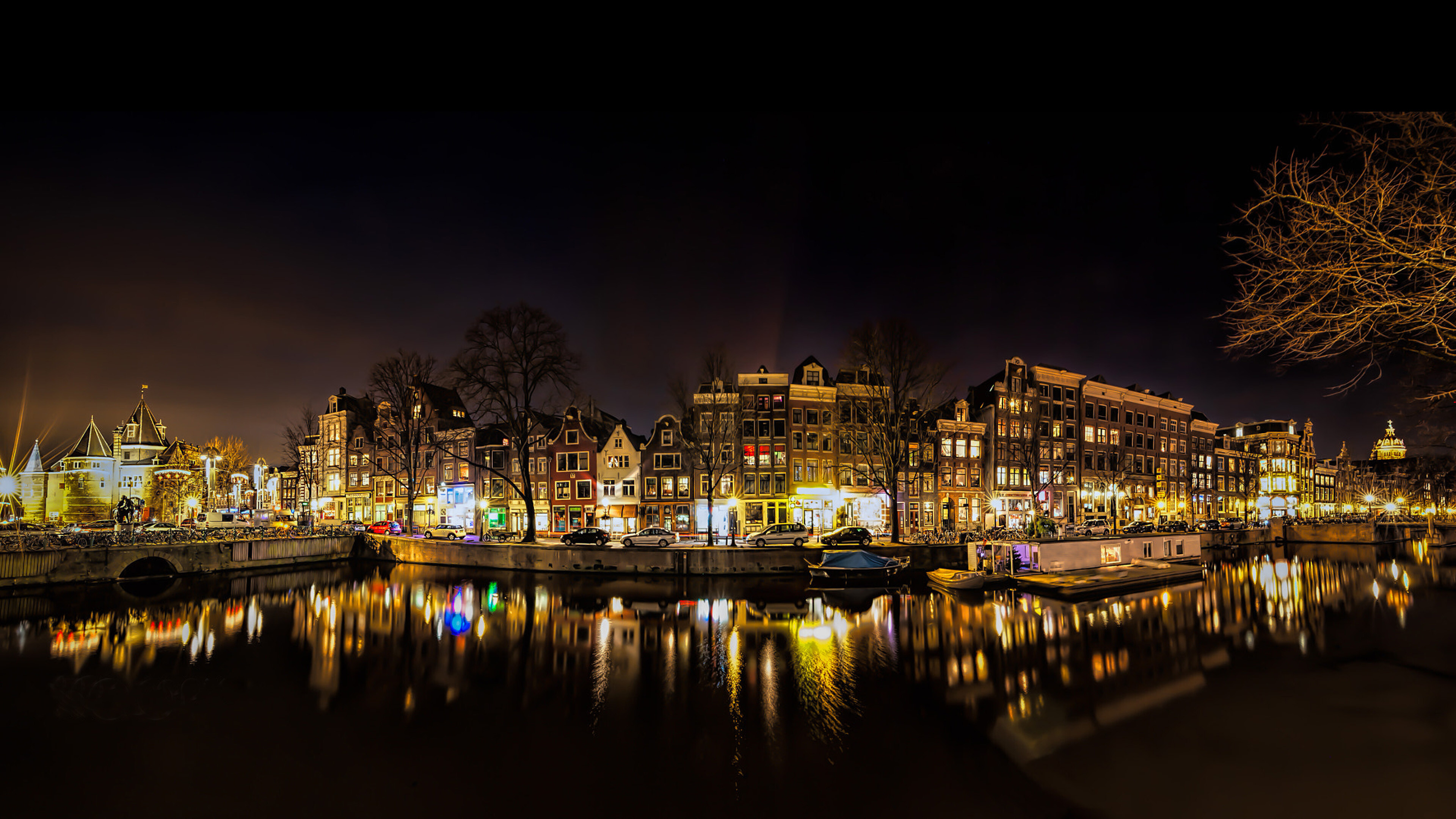 Amsterdam: Amstel River, A river in the province of North Holland in the Netherlands. 3840x2160 4K Background.