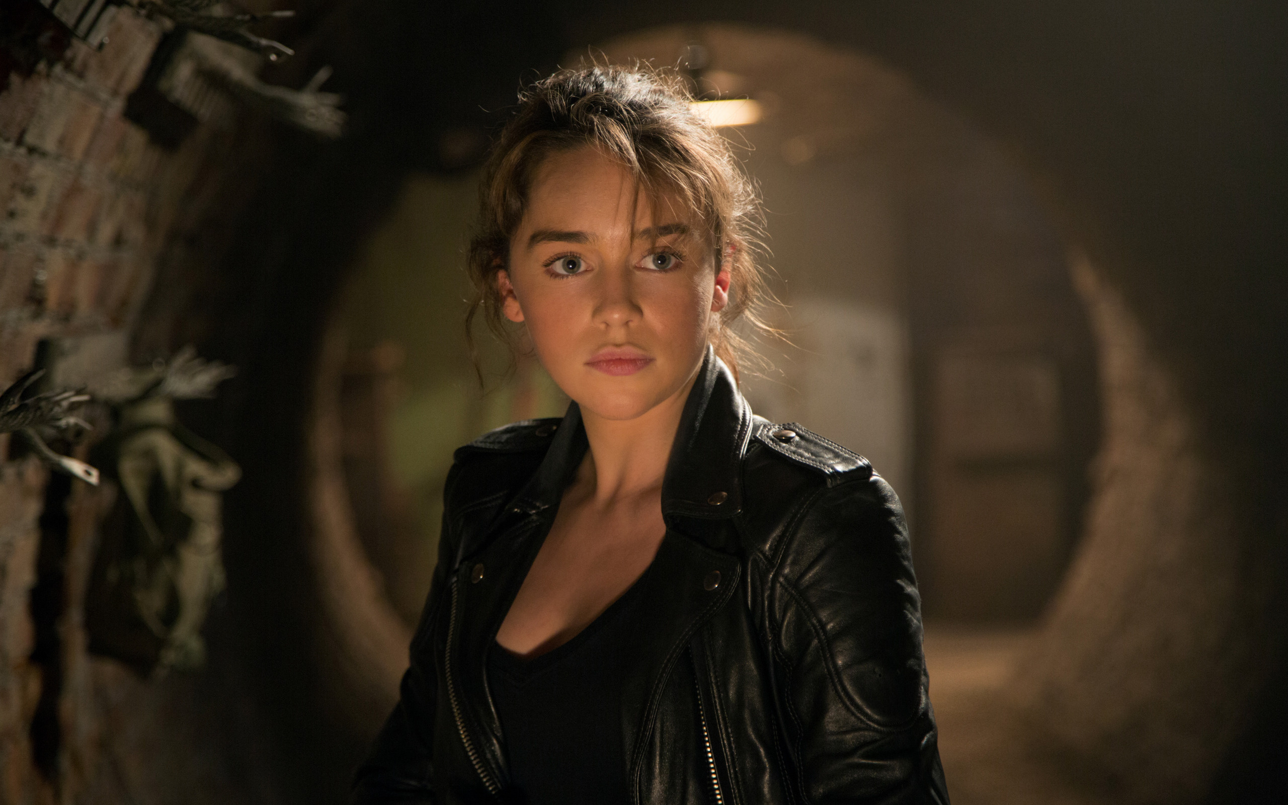 Emilia Clarke, Leather jacket look, Terminator Genesis, Films, 2560x1600 HD Desktop